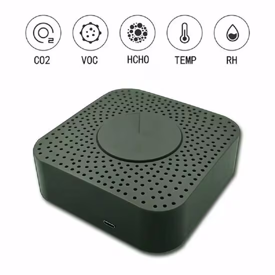 Smartlife Domotica Tuya WiFi Air Quality Monitor | Meet CO₂, PM2.5 TVOC | App- en spraakbediening | Compact en betrouwbaar