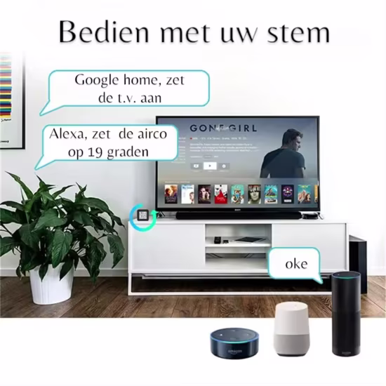 Smartlife Domotica Wifi Draadloze Slimme Temperatuur en Hygrometer + IR Universele afstandsbediening