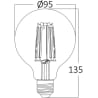 HLW LED 10x LED Lamp E27 Globe Filament Brinton 6W G95 2200K