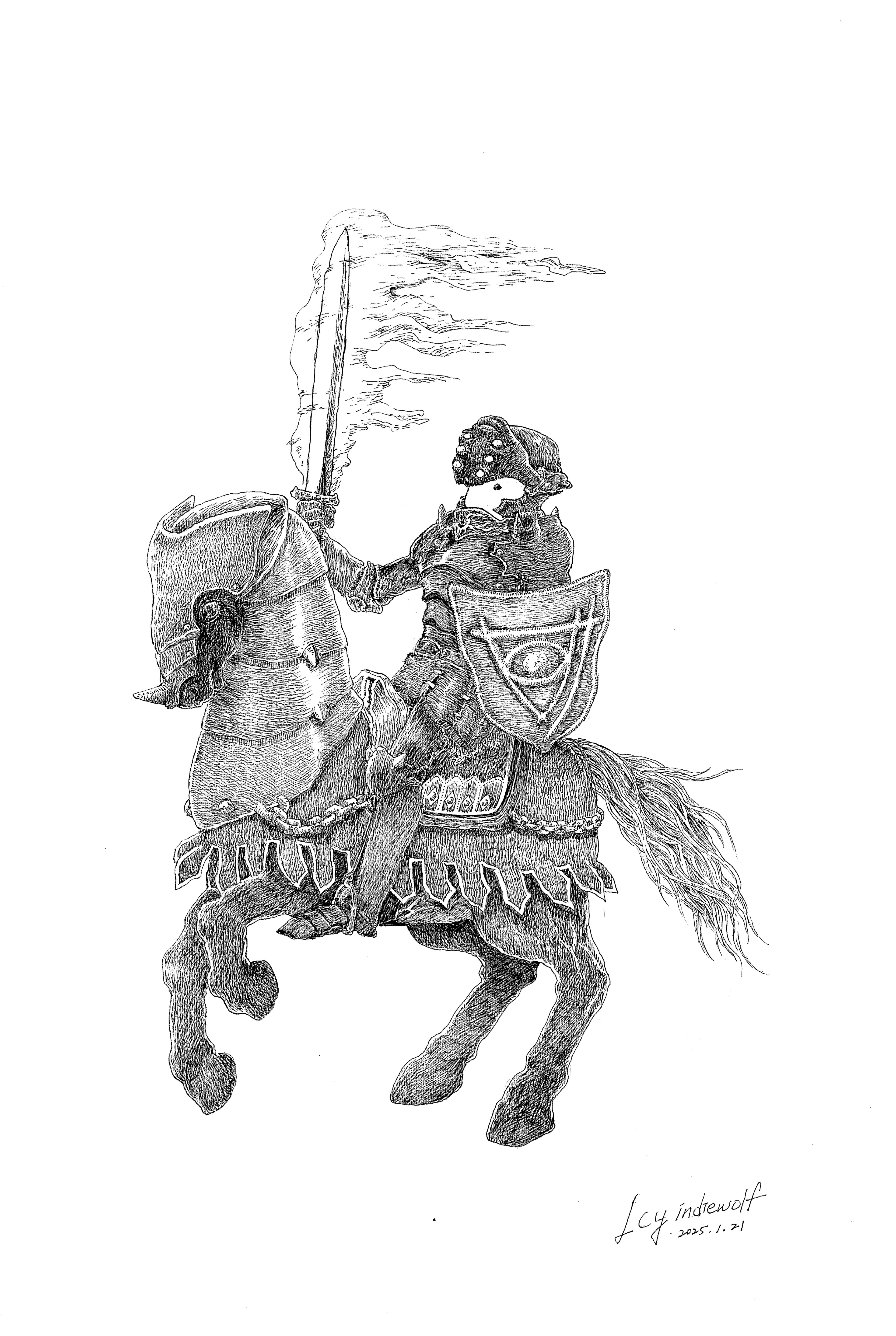 Illustration 2025, knight and horse