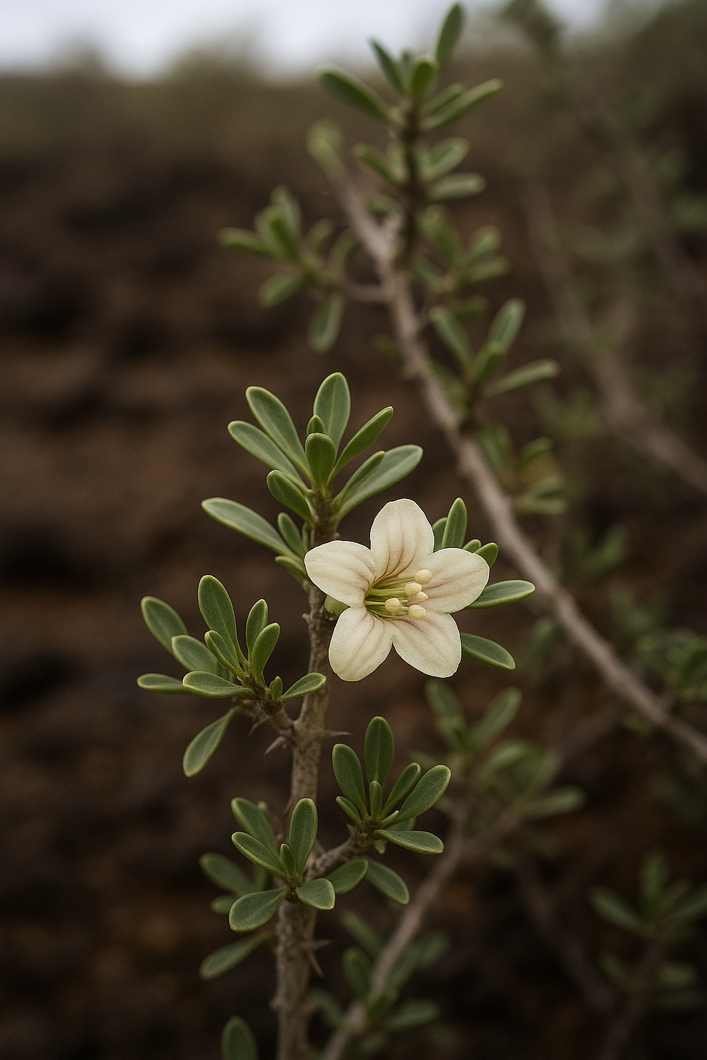 Hawai'i desert-thorn field-guide illustration