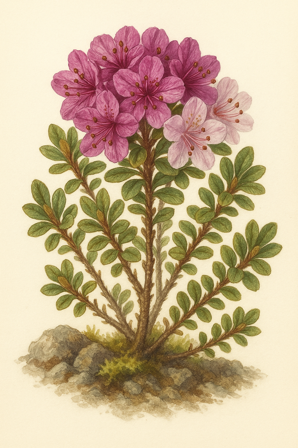 Lapland rosebay field-guide illustration