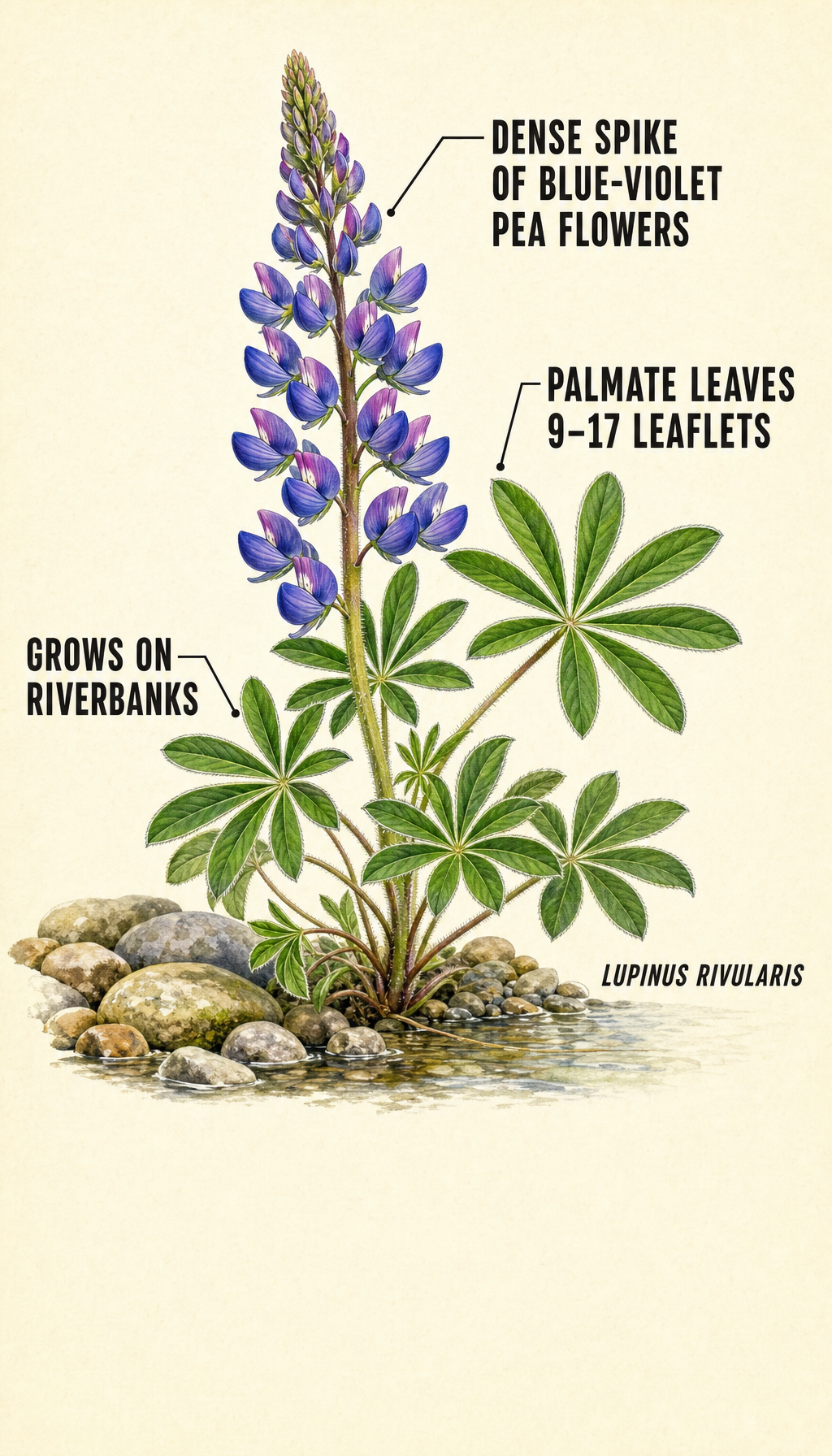 riverbank lupine field-guide illustration