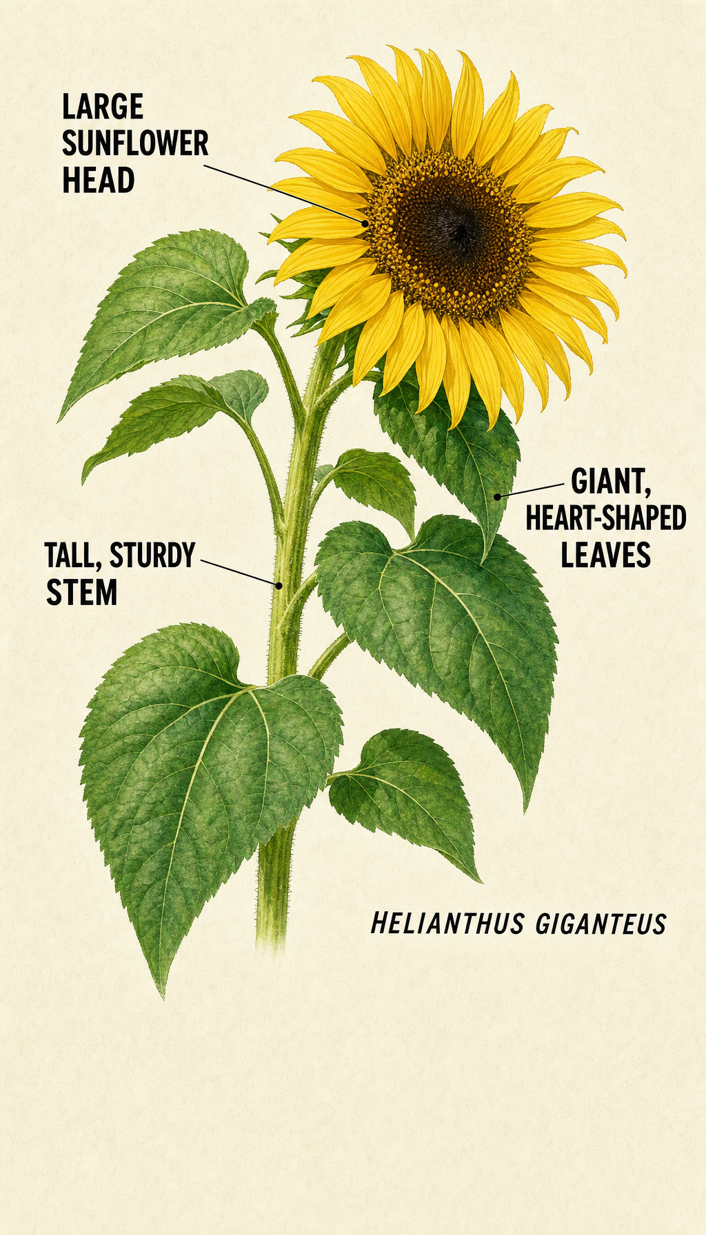 giant sunflower field-guide illustration