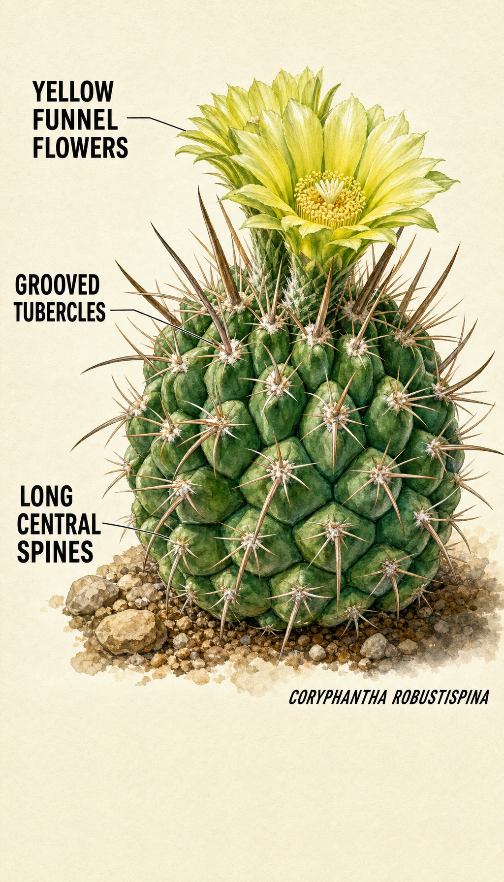 long-tubercle beehive cactus field-guide illustration