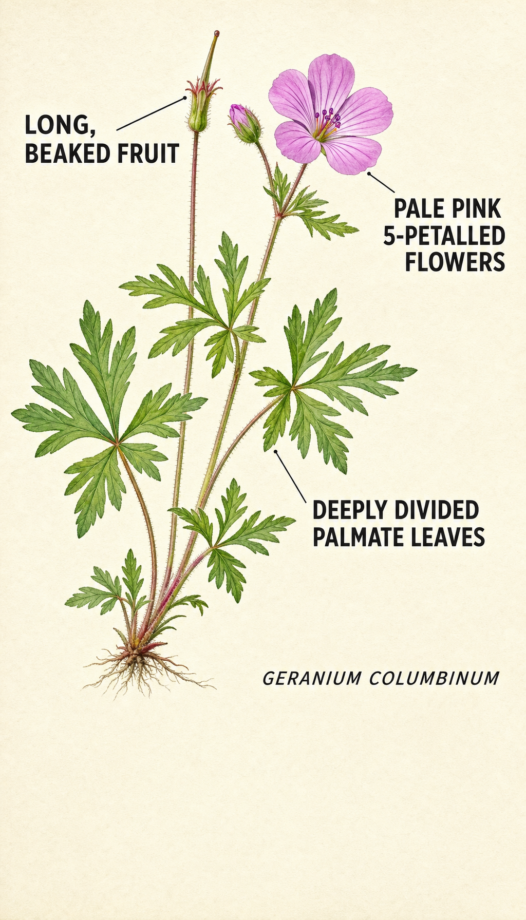 longstalk cranesbill field-guide illustration