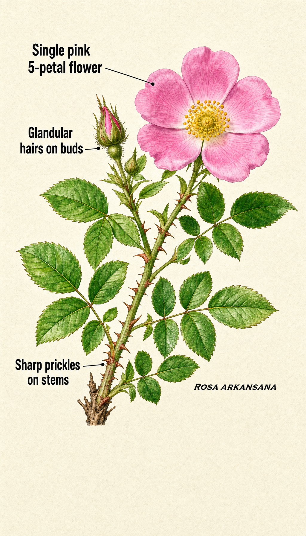 prairie rose field-guide illustration