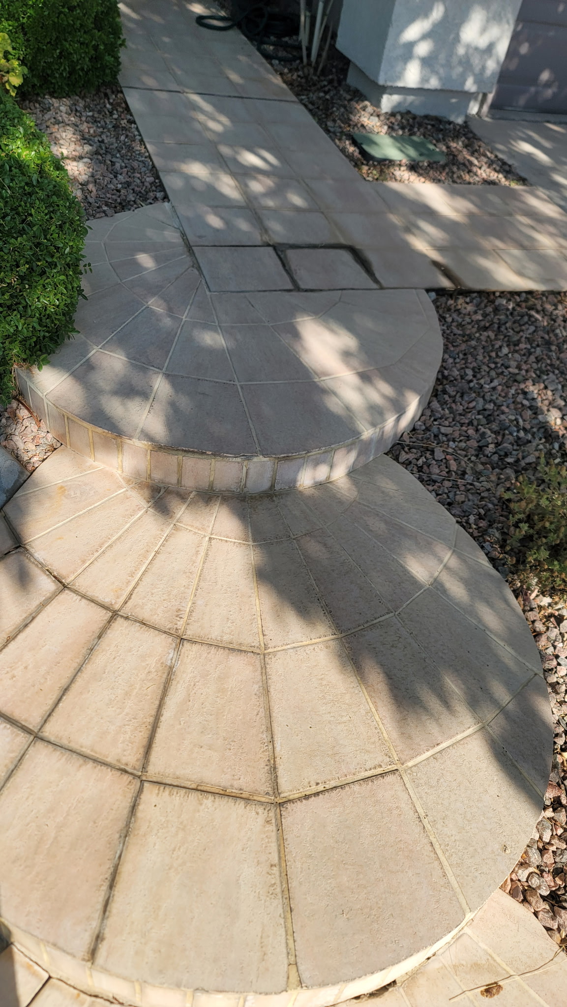Before pool deck paver cleaning - dirty stone pool deck pavers Las Vegas
