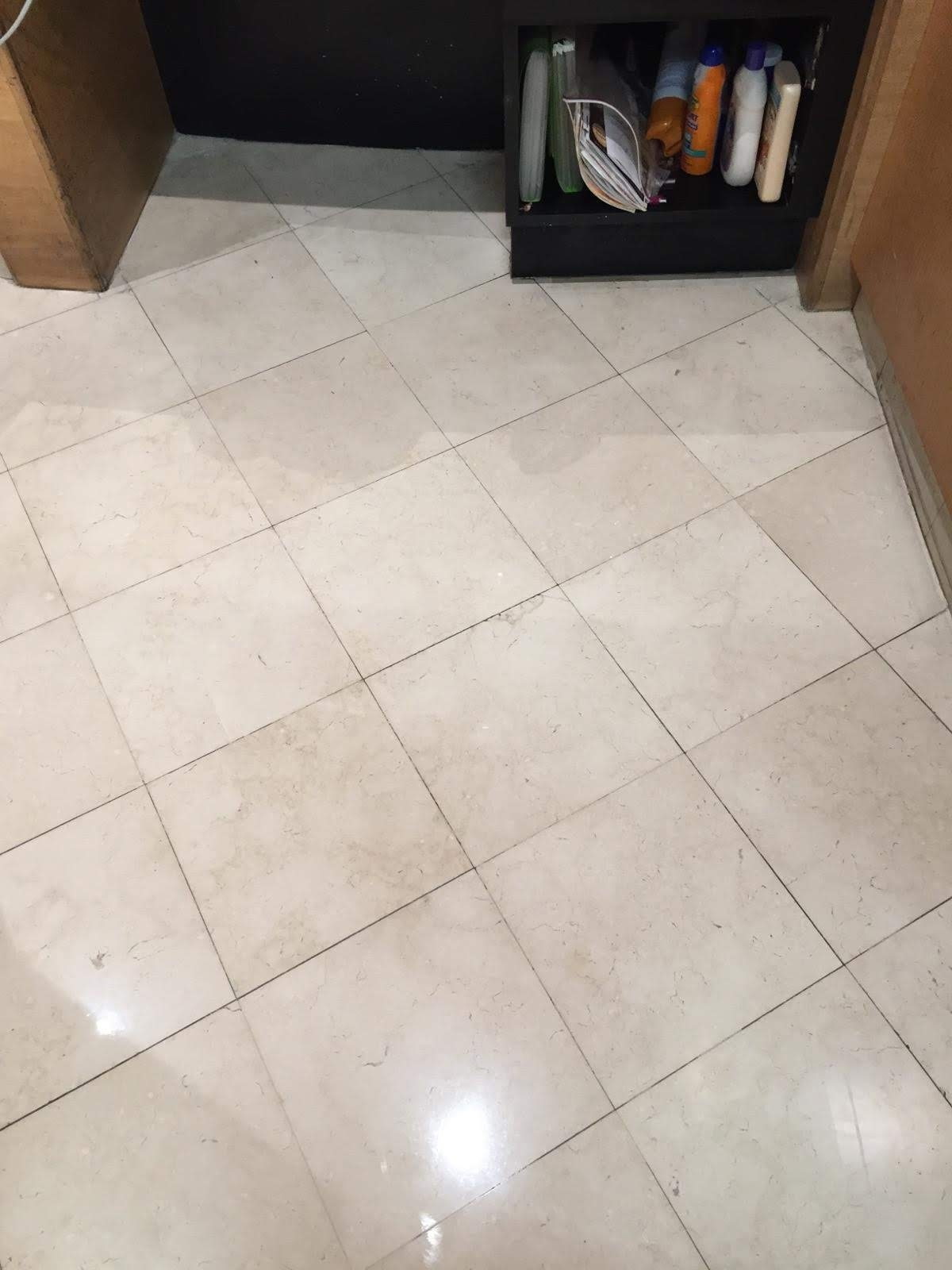 After marble floor restoration - polished cream marble tile floor Las Vegas