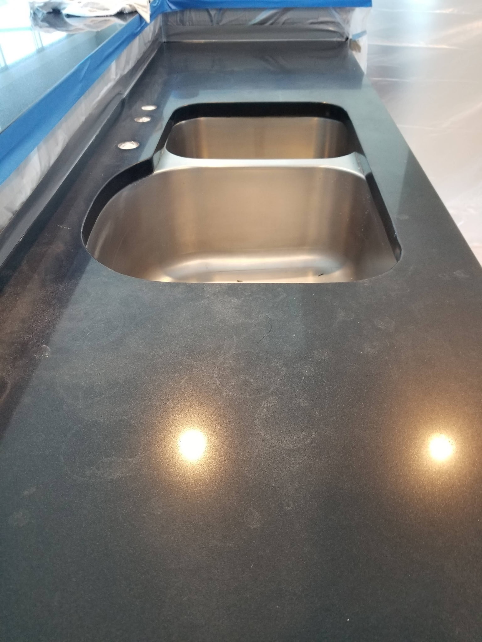 Before granite countertop polishing - etch marks on kitchen granite countertop Las Vegas