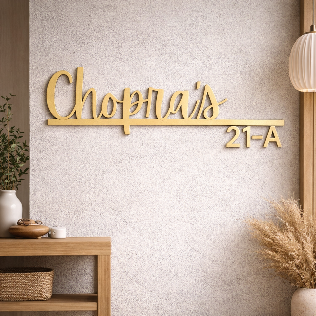 InGifted designer signature name plate with elegant font and customizable details displayed on a stylish surface.