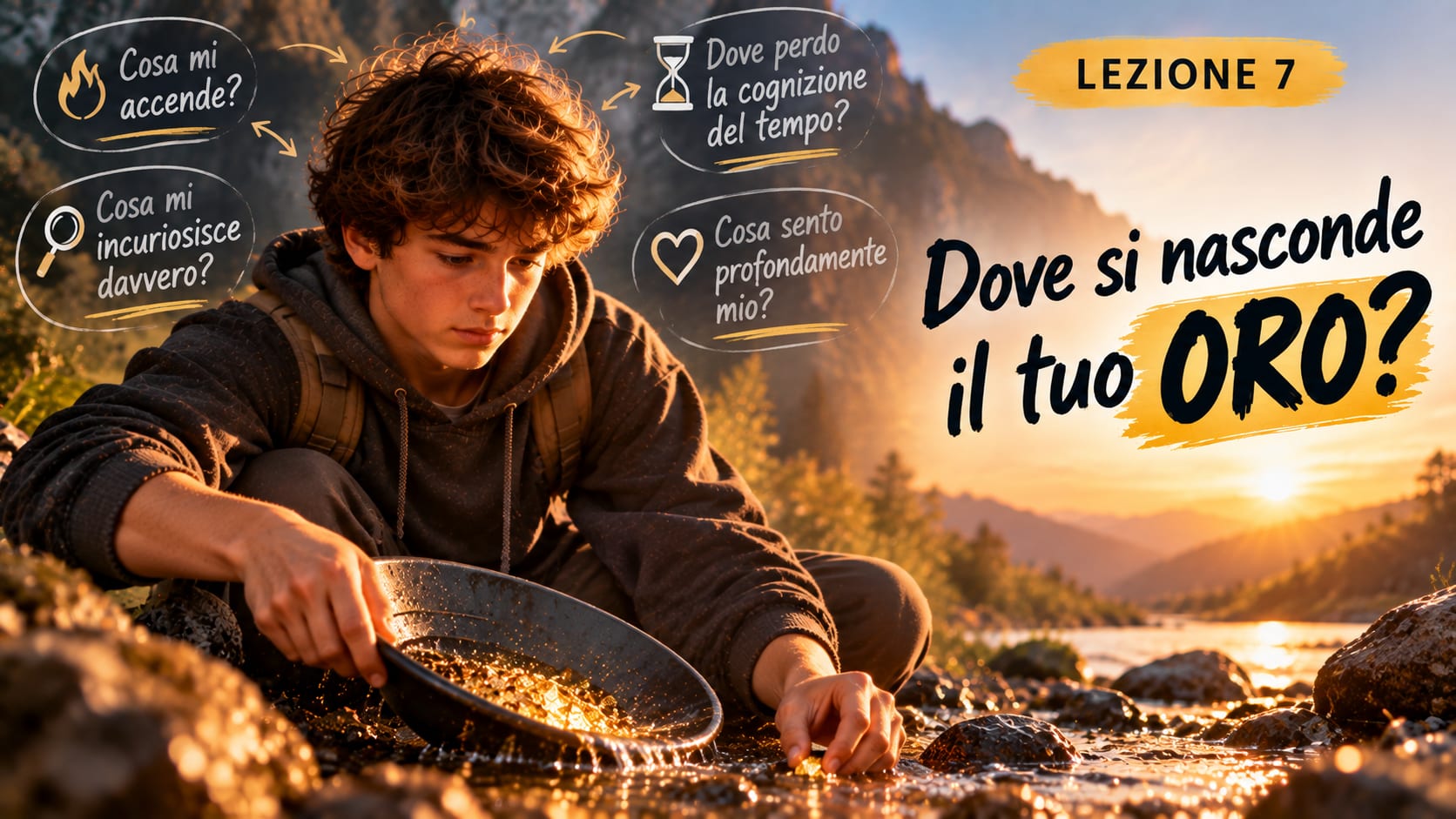 Un ragazzo alla luce del tramonto