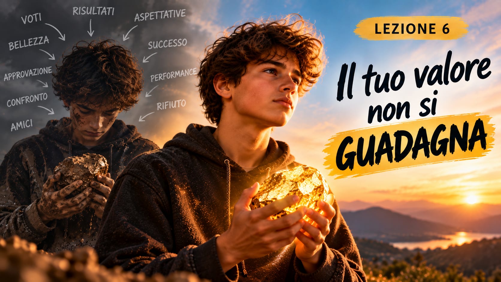Un ragazzo che contempla il paesaggio