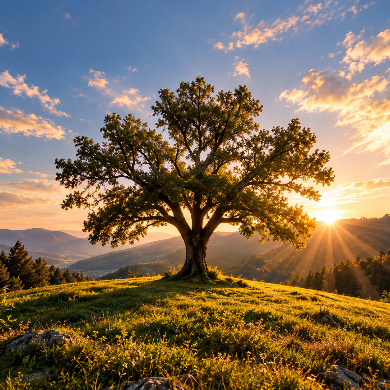 Albero solitario in un paesaggio aperto