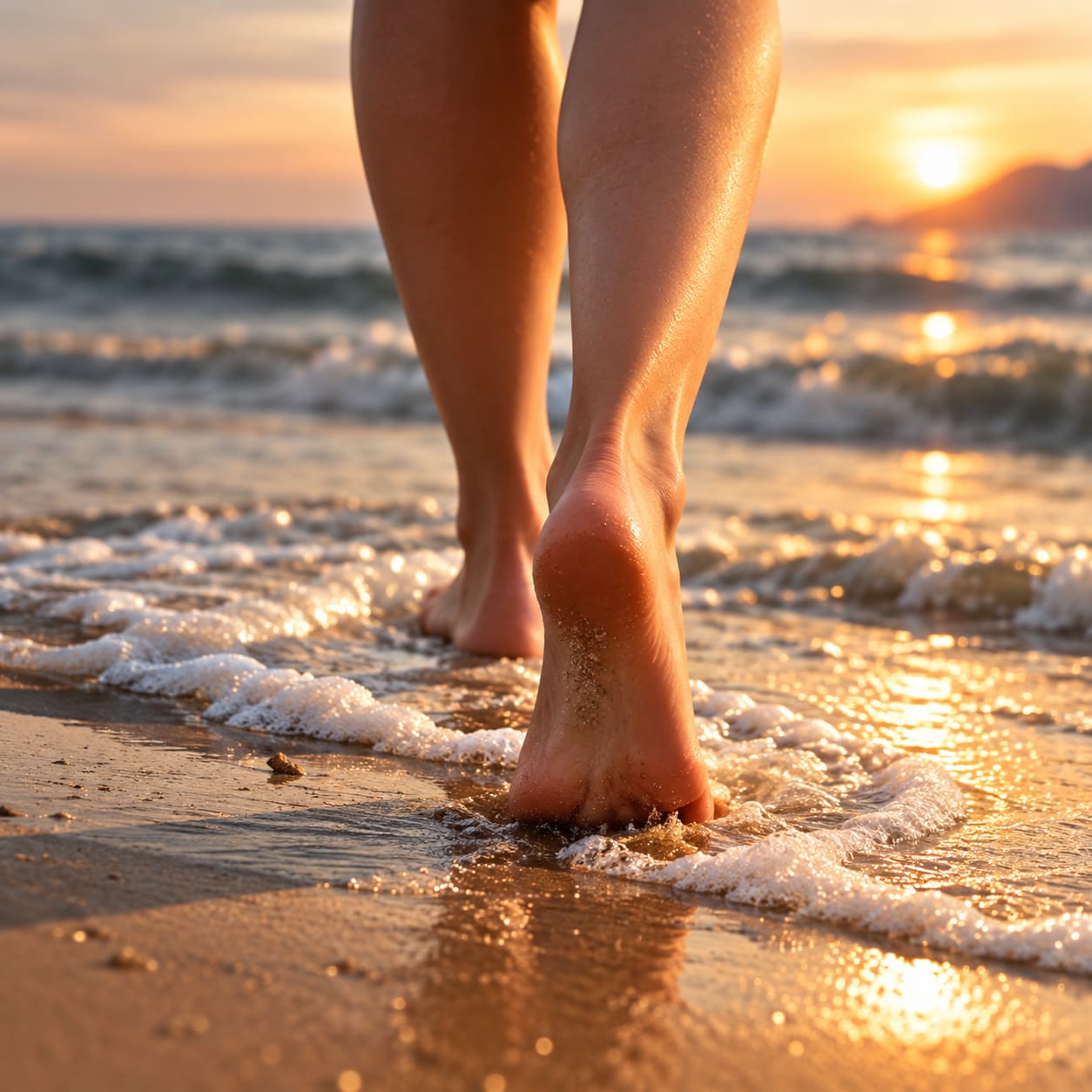 Piedi nudi sulla riva del mare