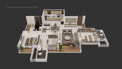 4 BHK Floor Plan – 1489 sq.ft. at Aswani Magnus Pimple Saudagar