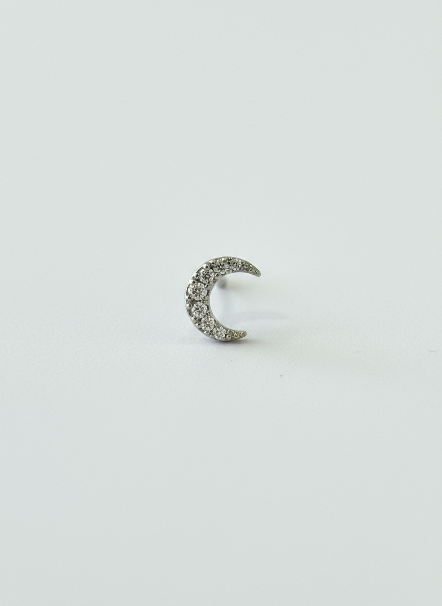 Piercing Luna Zirconias Plateado