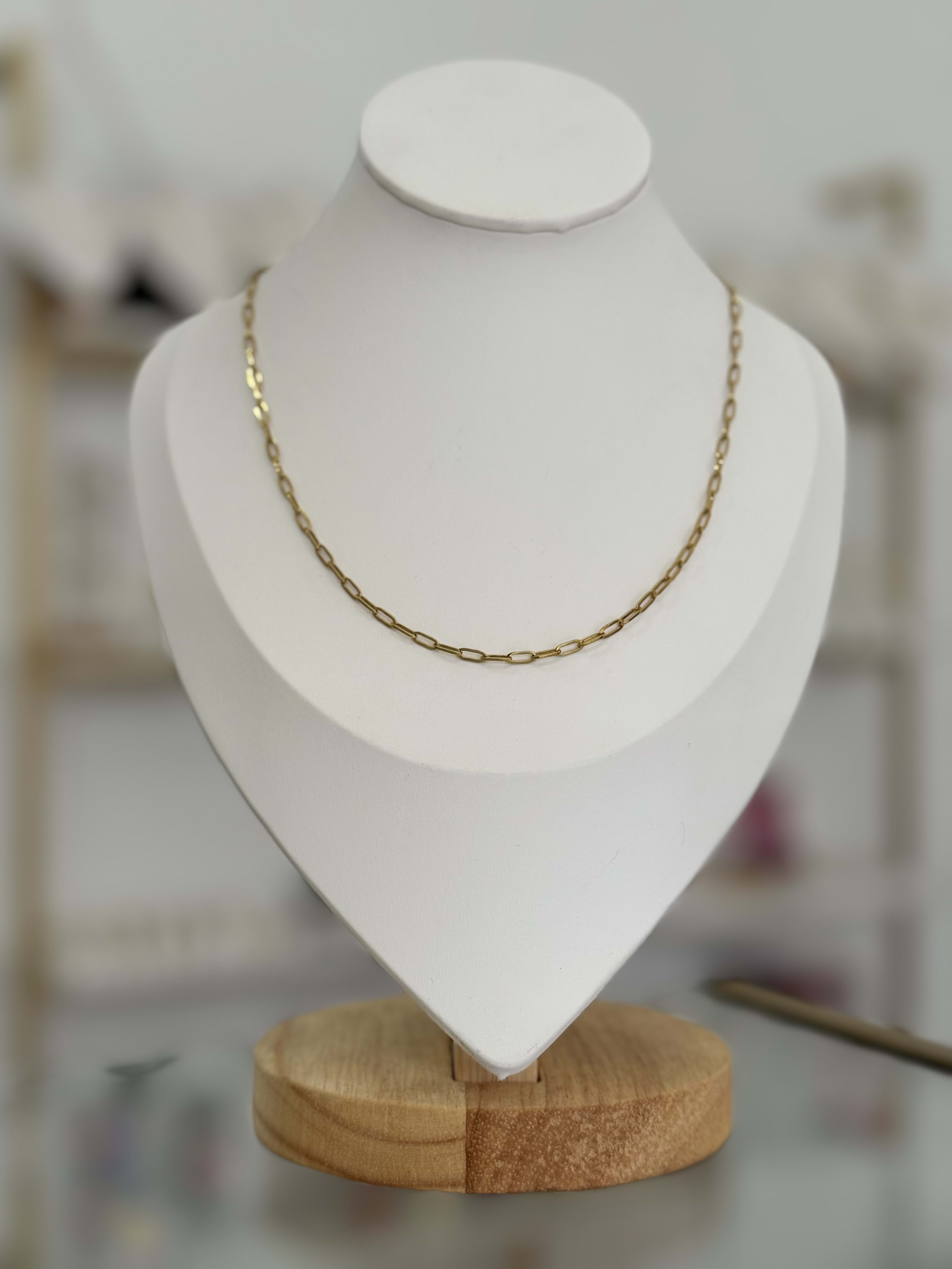 Collar Tipo Clip Moderno Chunky Chapa Oro 14K Acero Inoxidable Mujer