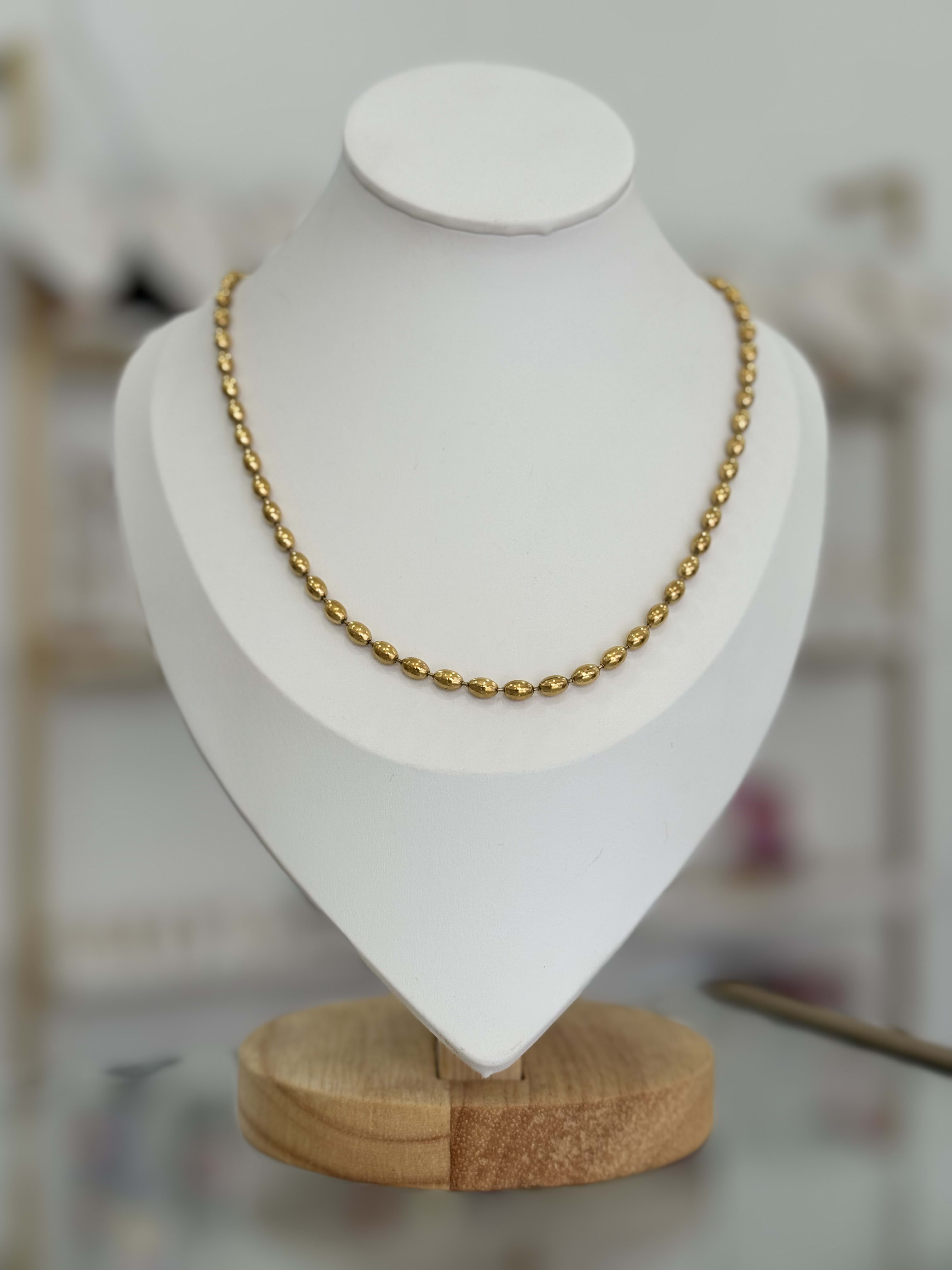 Collar Cadena Militar Moderna Chapa Oro 14K Acero Inoxidable Mujer
