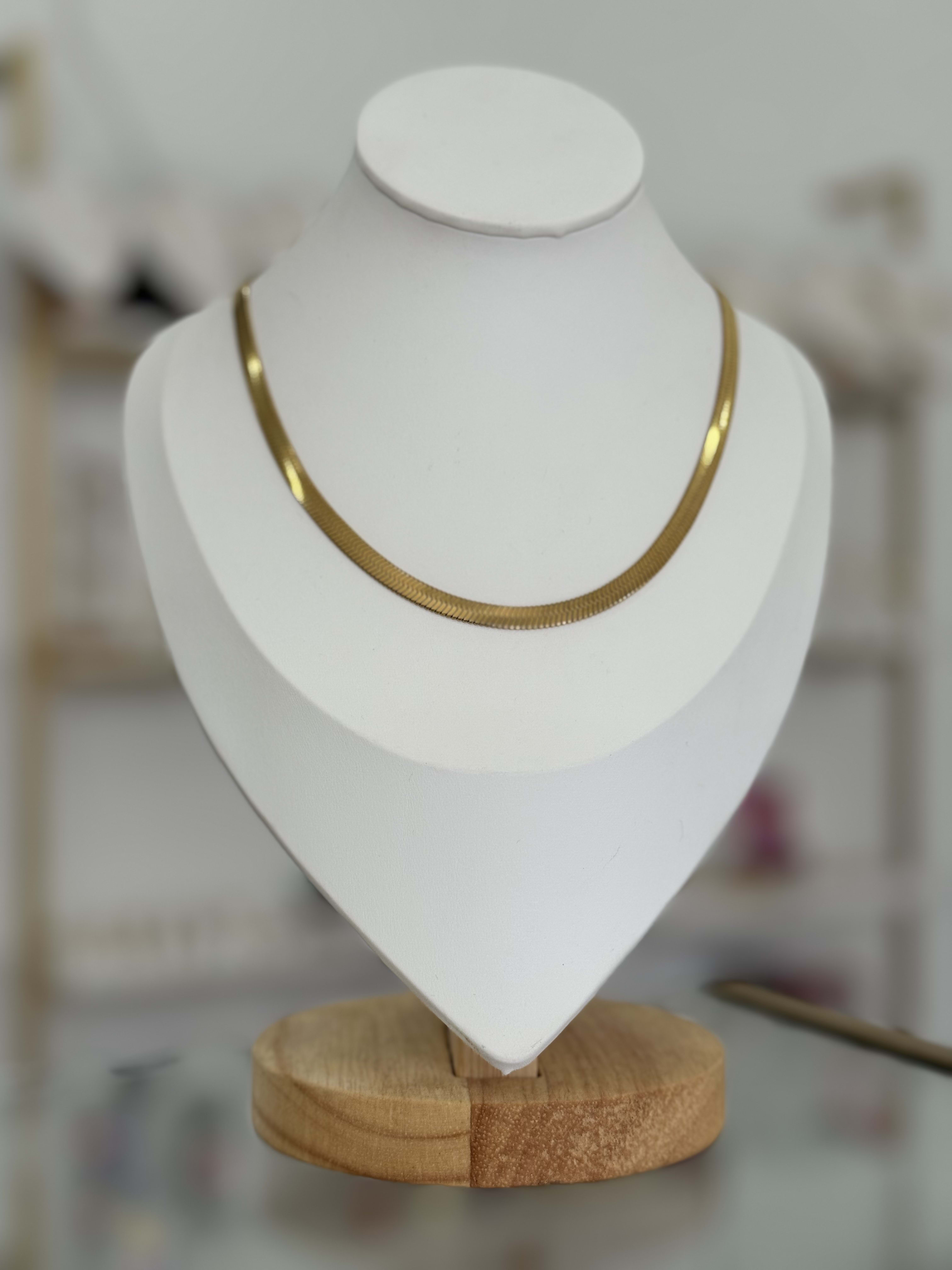 Collar Cadena Espiga Elegante Clásica Chapa Oro 14K Acero Inoxidable Mujer