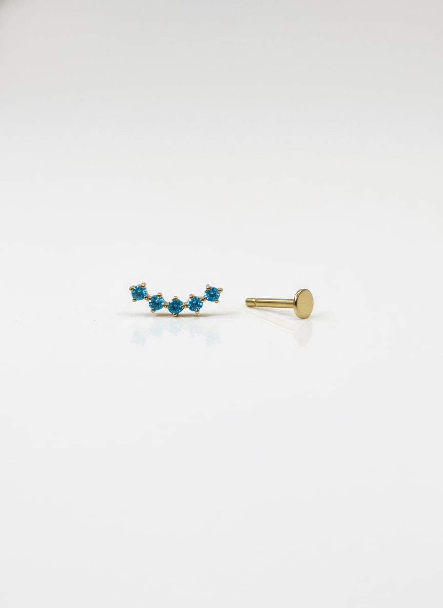 Labret 5 Gemas Azulez Plateado - Imagen 1