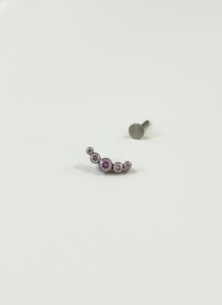 Labret 5 Gemas Circulares Plateado - Imagen 1
