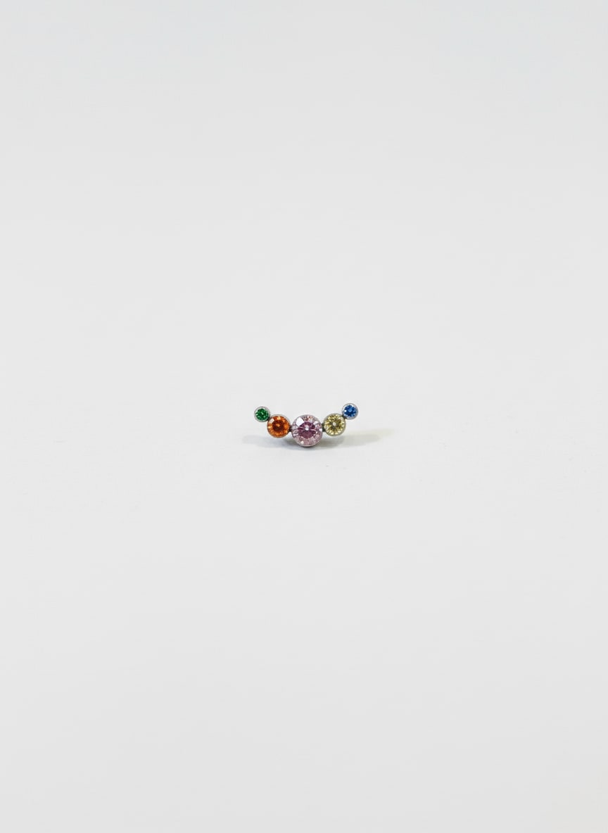 Labret 5 Gemas Colores Plateado - Imagen 1