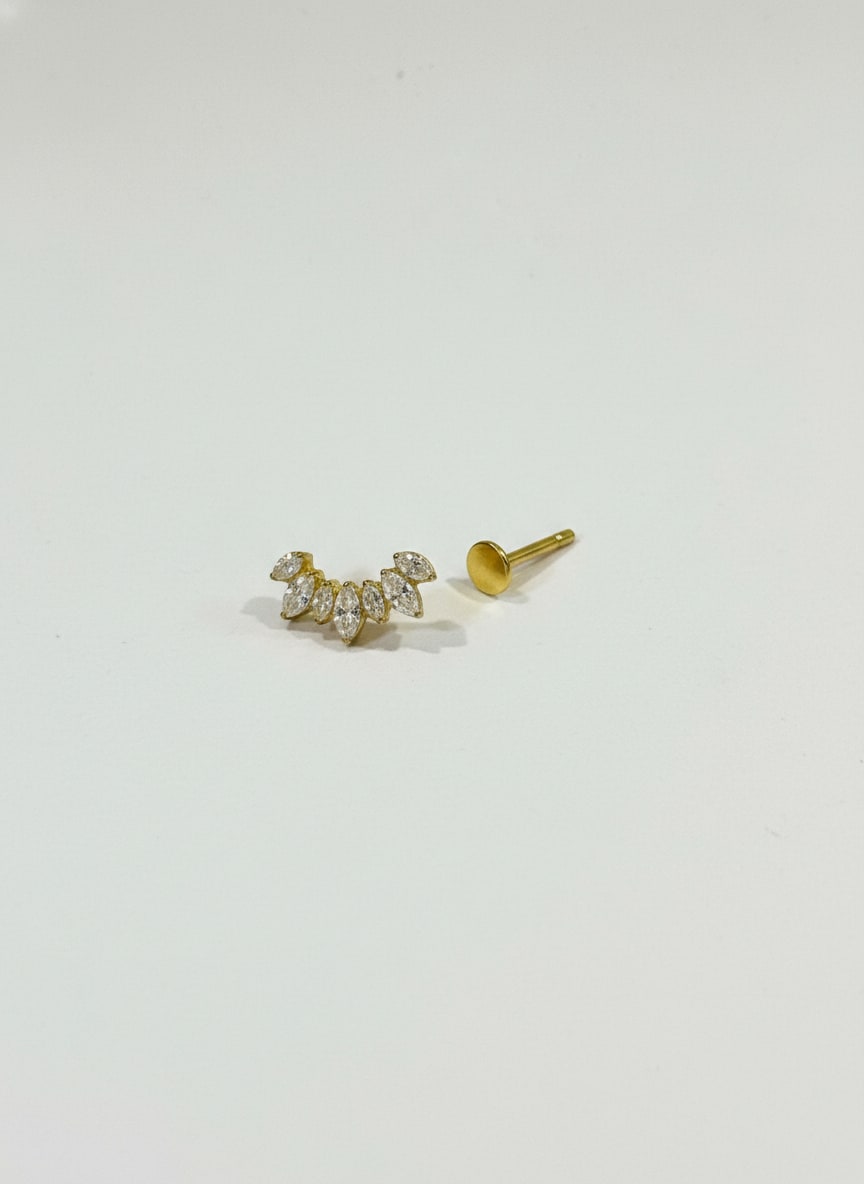Labret 7 Gemas Blancas Dorado - Imagen 1