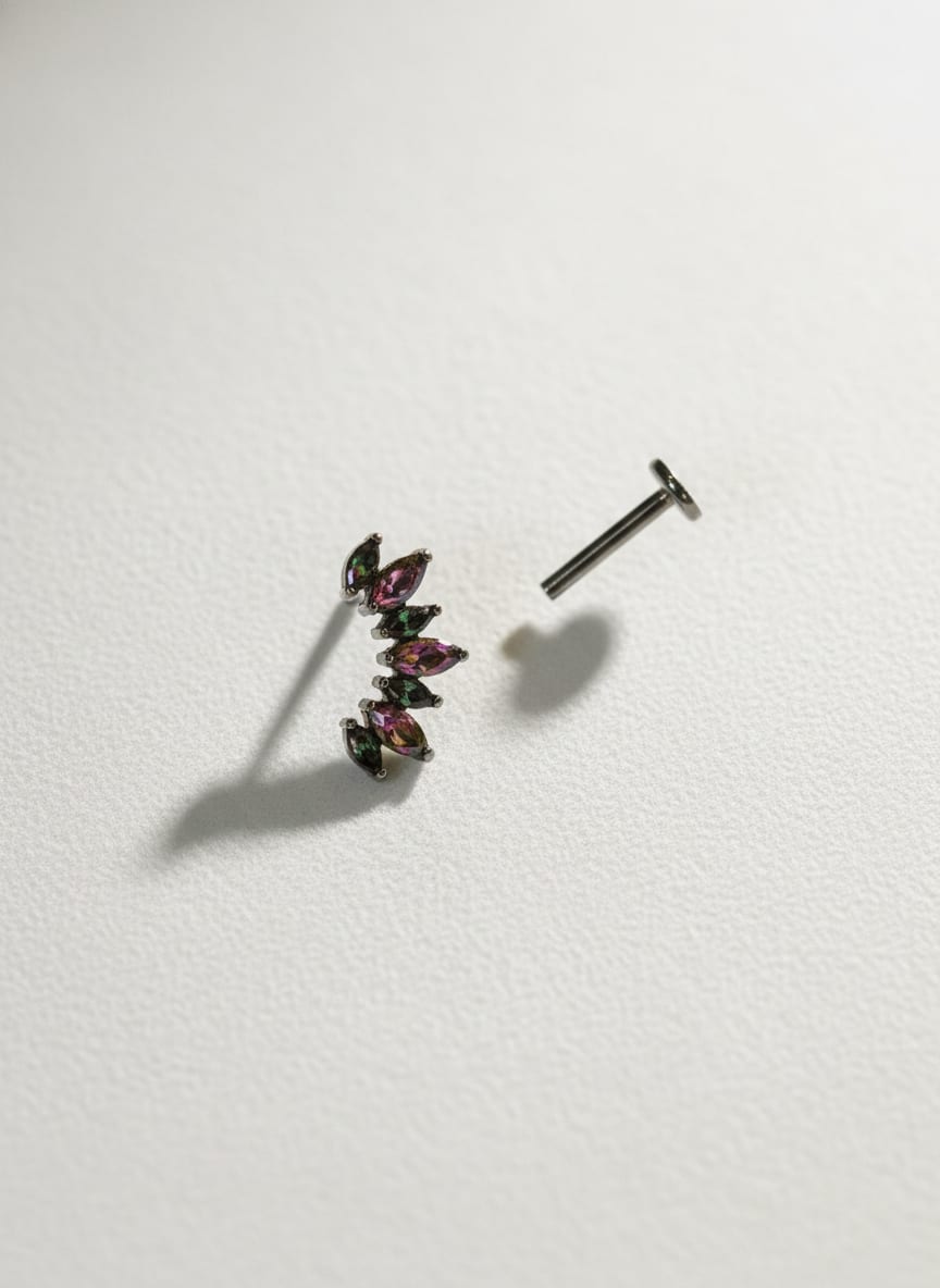 Labret 7 Gemas Ovaladas Plateado - Imagen 1