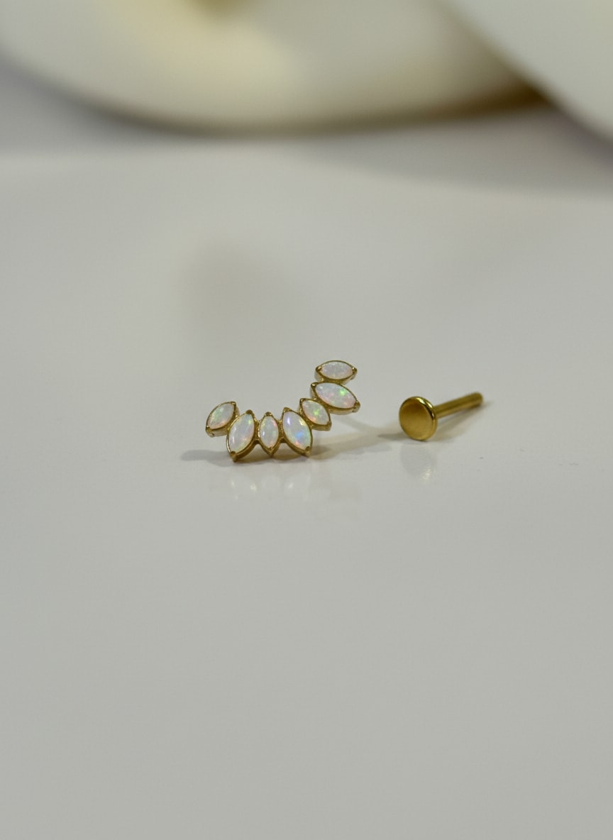 Labret 7 Gemas Ovaladas Tornasol Dorado - Imagen 1