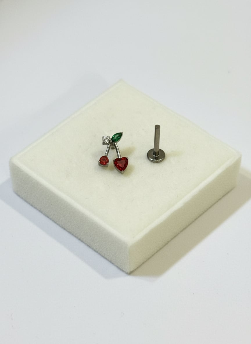 Labret Cereza Gema Plateado