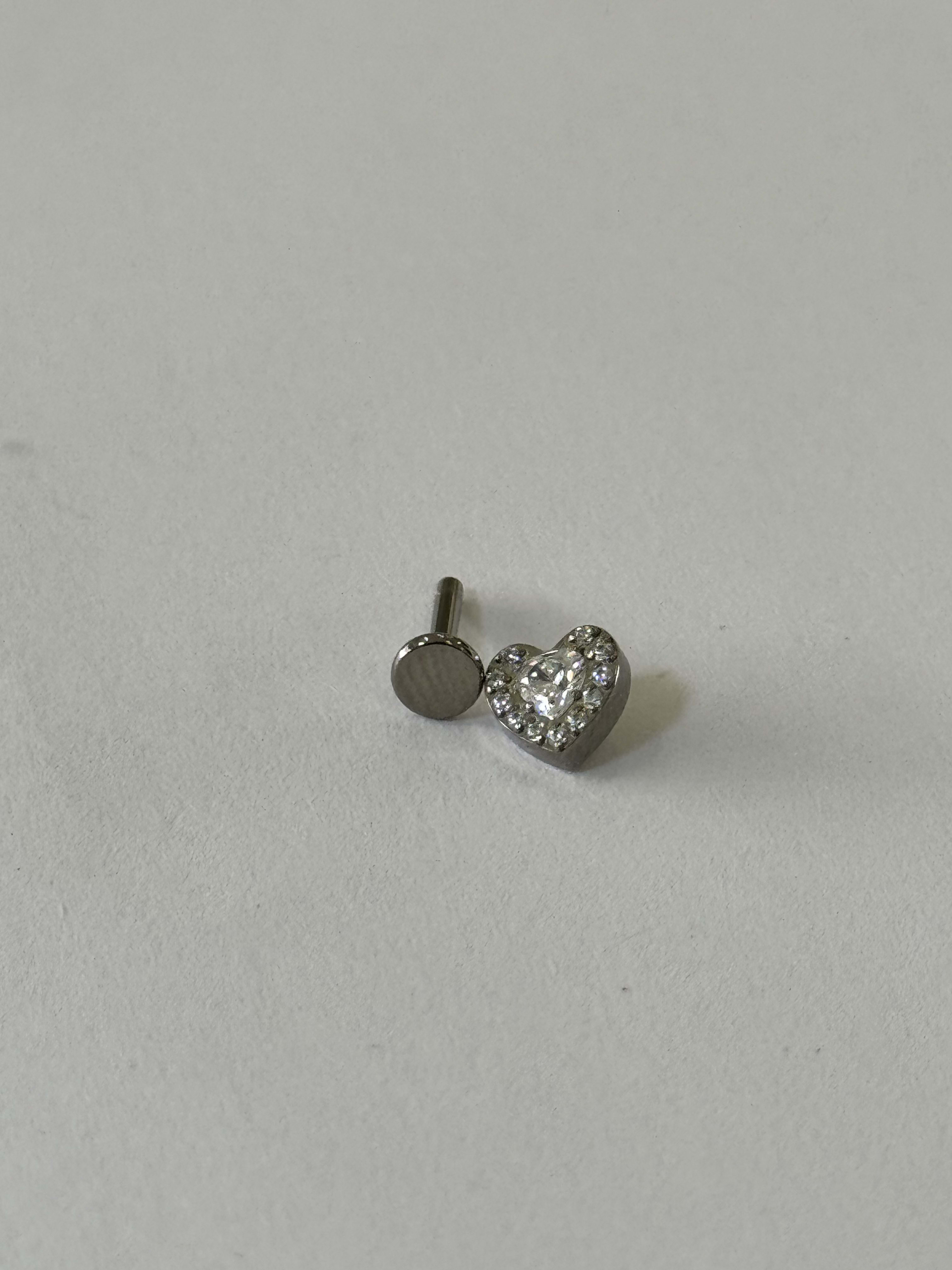 Labret Corazón Zirconias Blanco Plateado