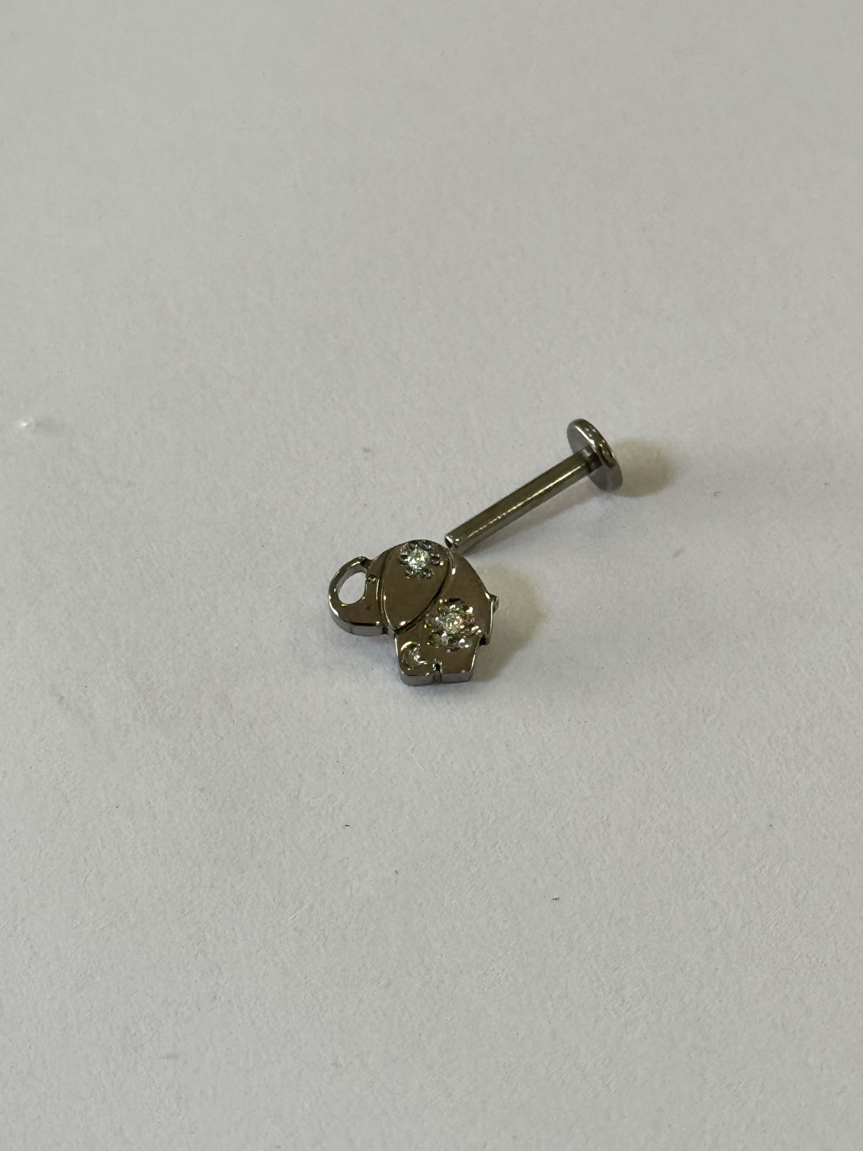 Labret Elefante Zirconias Plateado