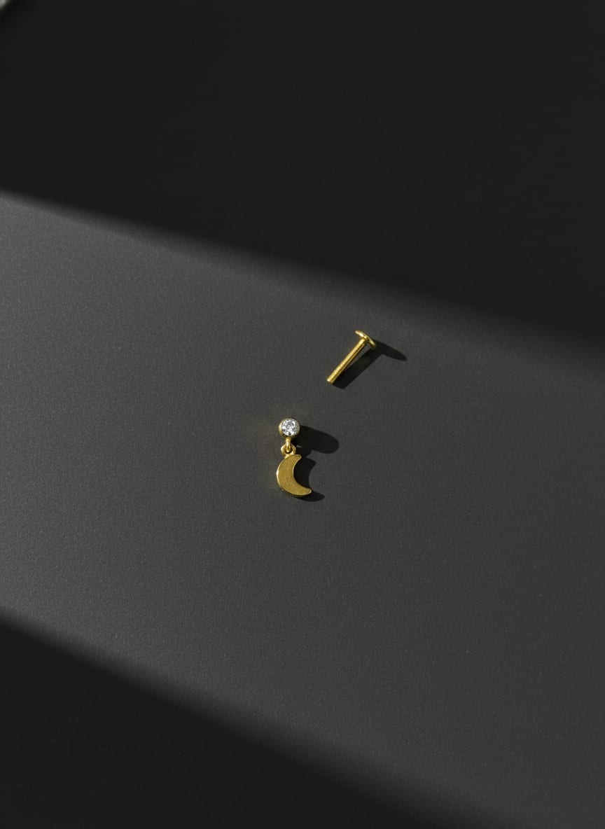 Labret Luna Gema Circular Dorado