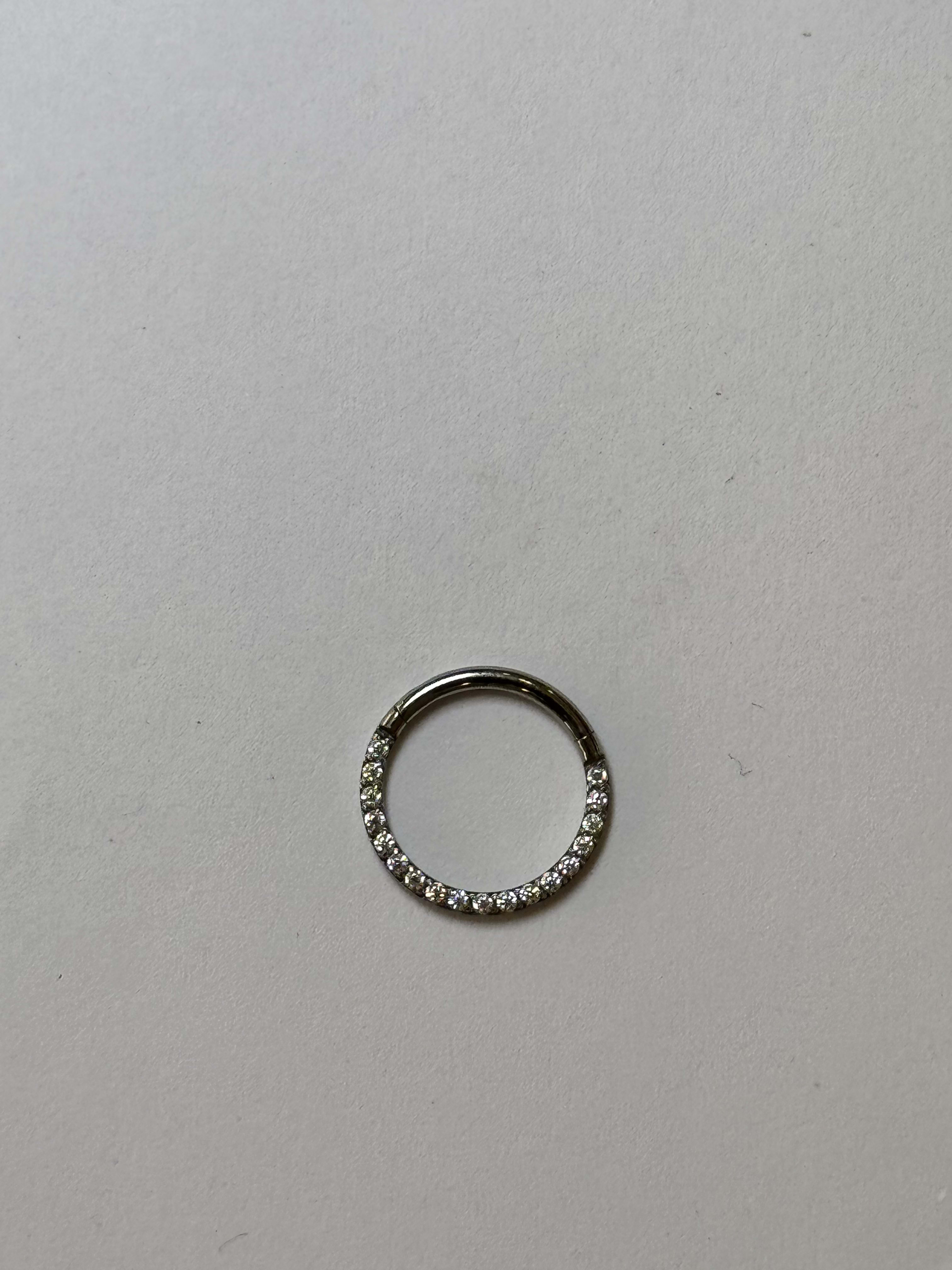 Labret Piercing Argolla 1 Fila Zirconias Plateado