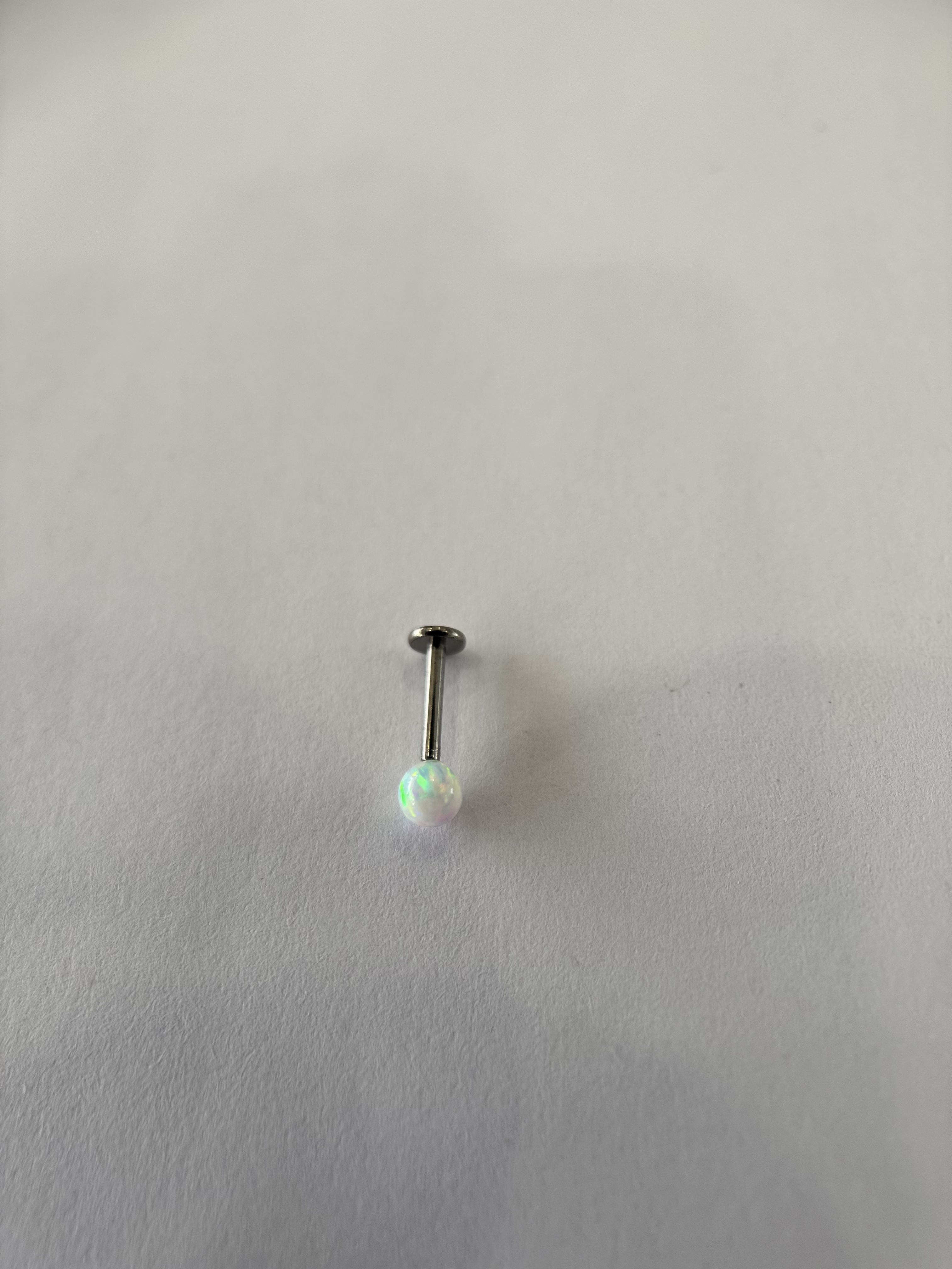 Labret Piercing Piedra Blanca Plateado
