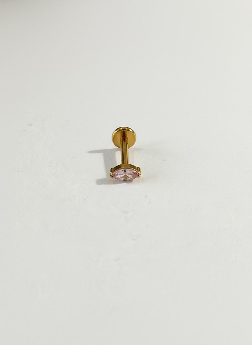 Piercing labret titanio 16G, zirconia ovalada