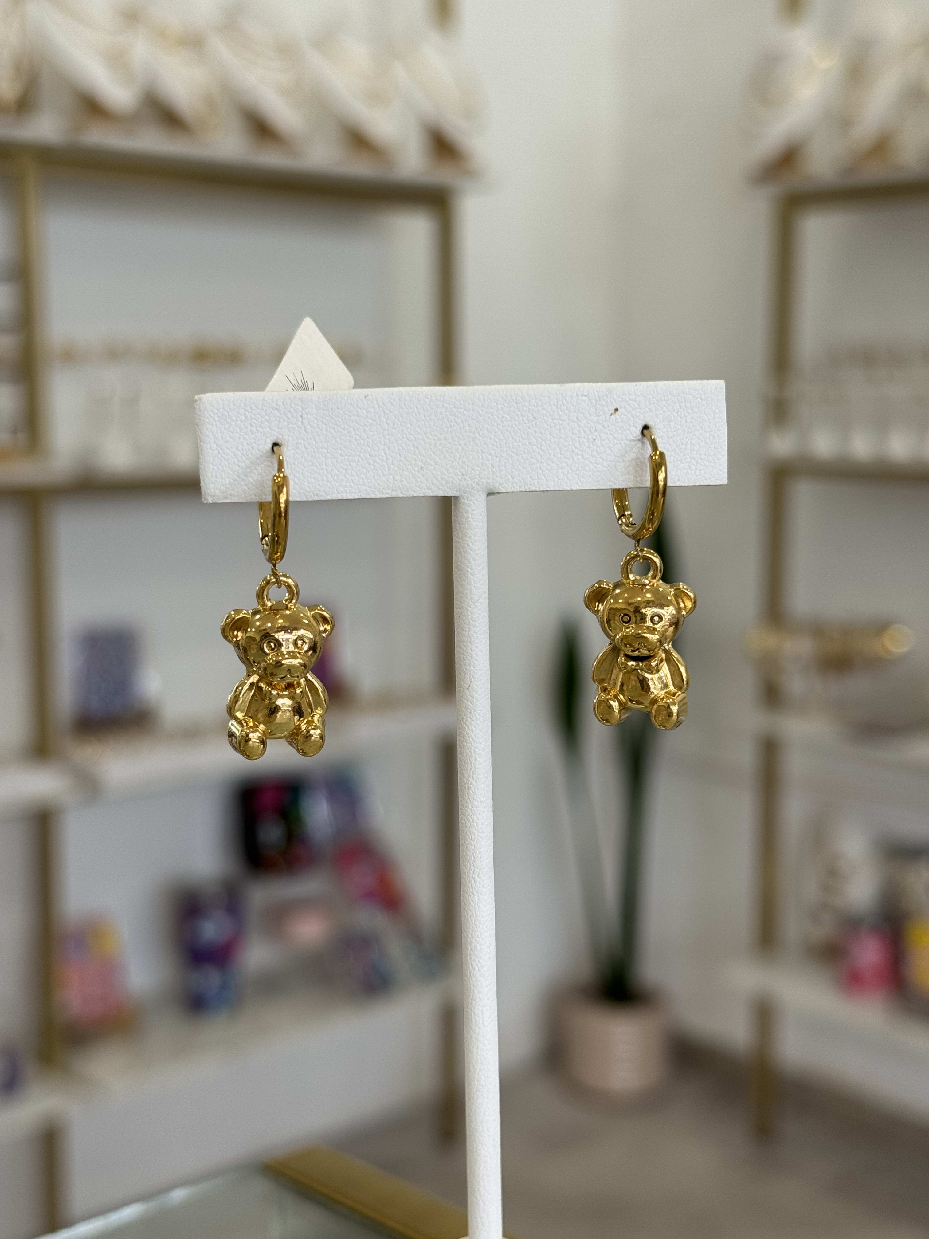 Aretes Ositos Dorados Cute Aesthetic Baño Oro Mujer