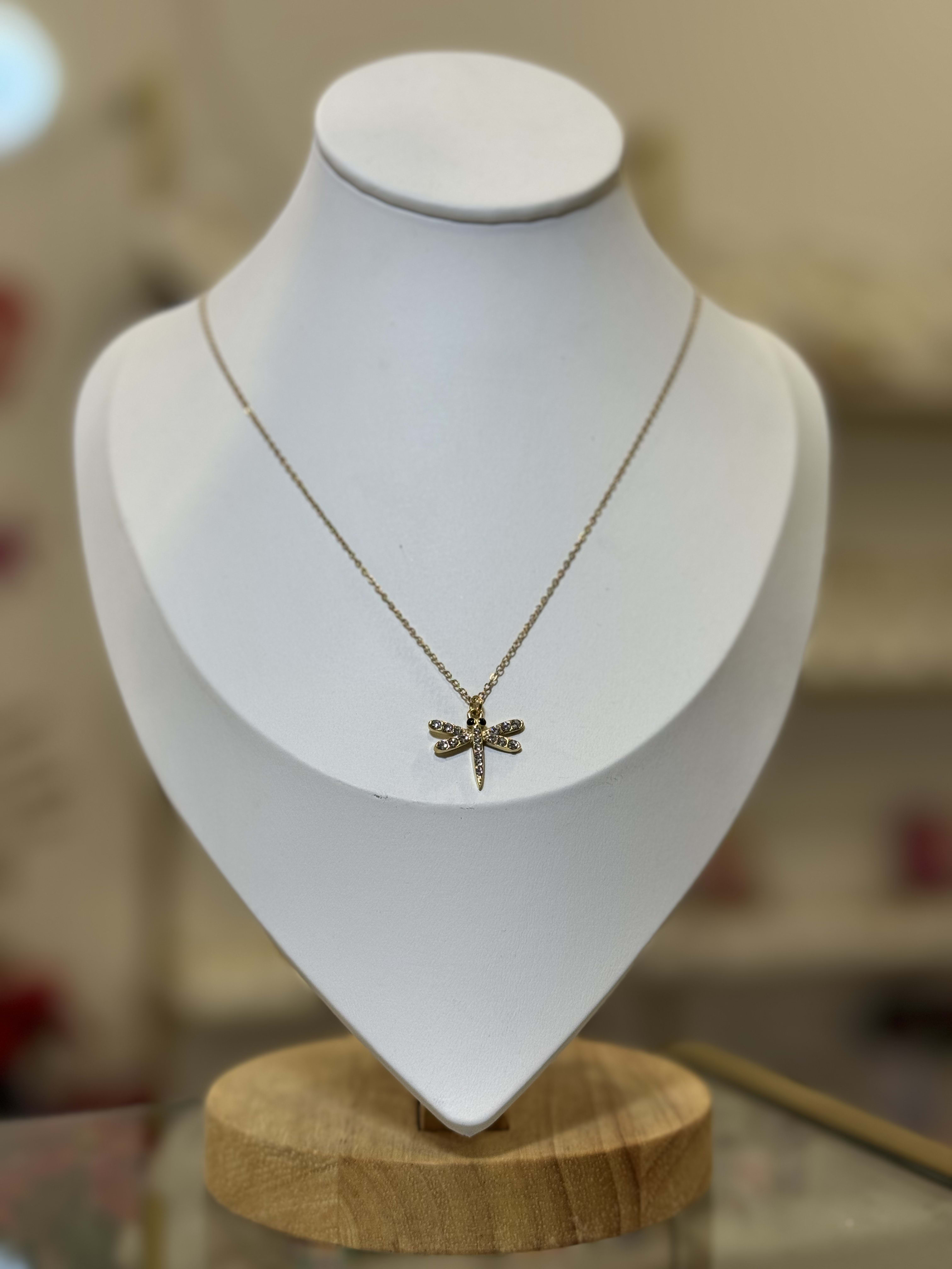 Collar Libélula Delicado Minimalista Dorado Acero 18k - Mundo Chic Joyería