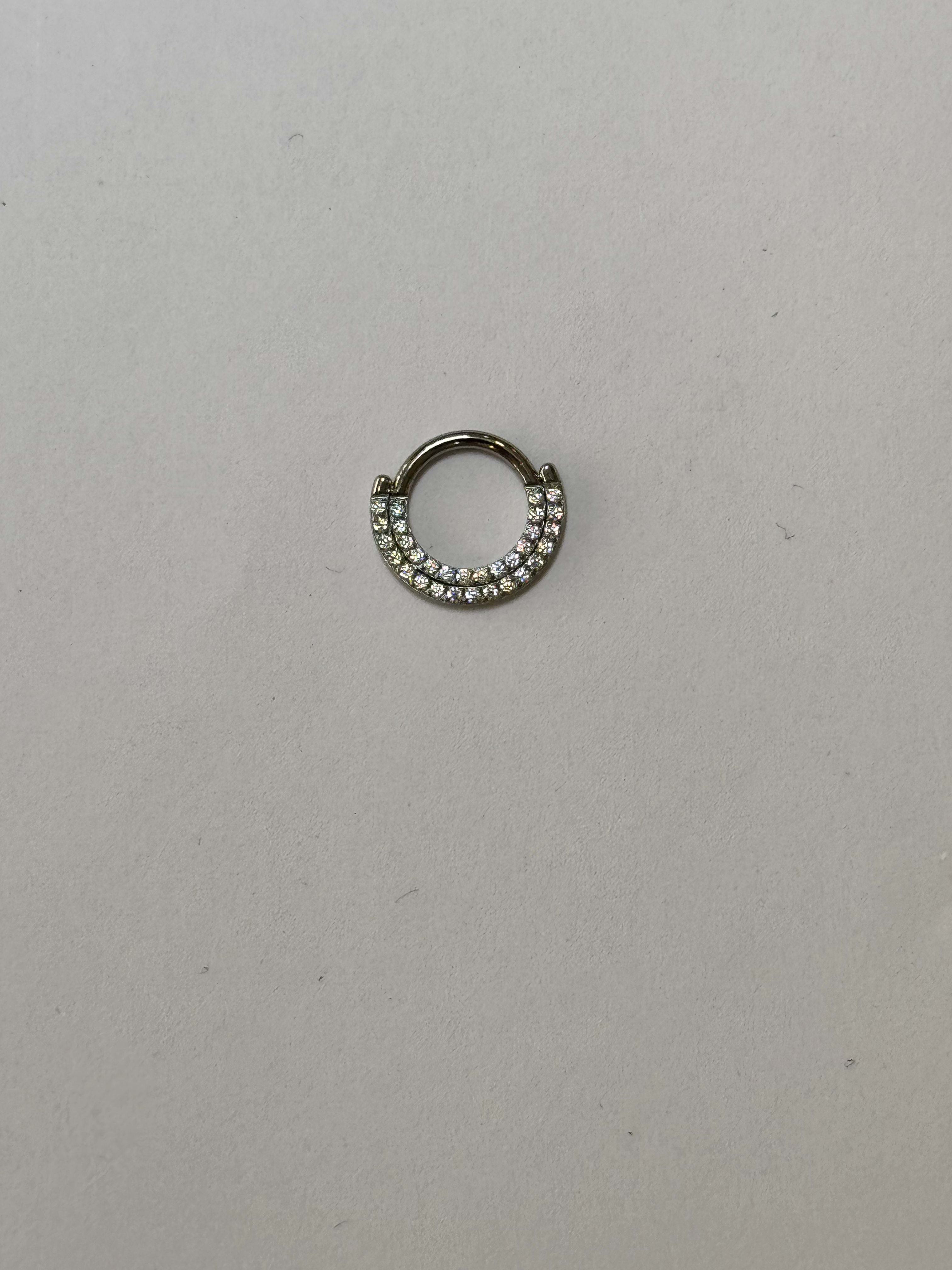 Piercing Titanio Argolla 2 Filas Dorado Zirconias