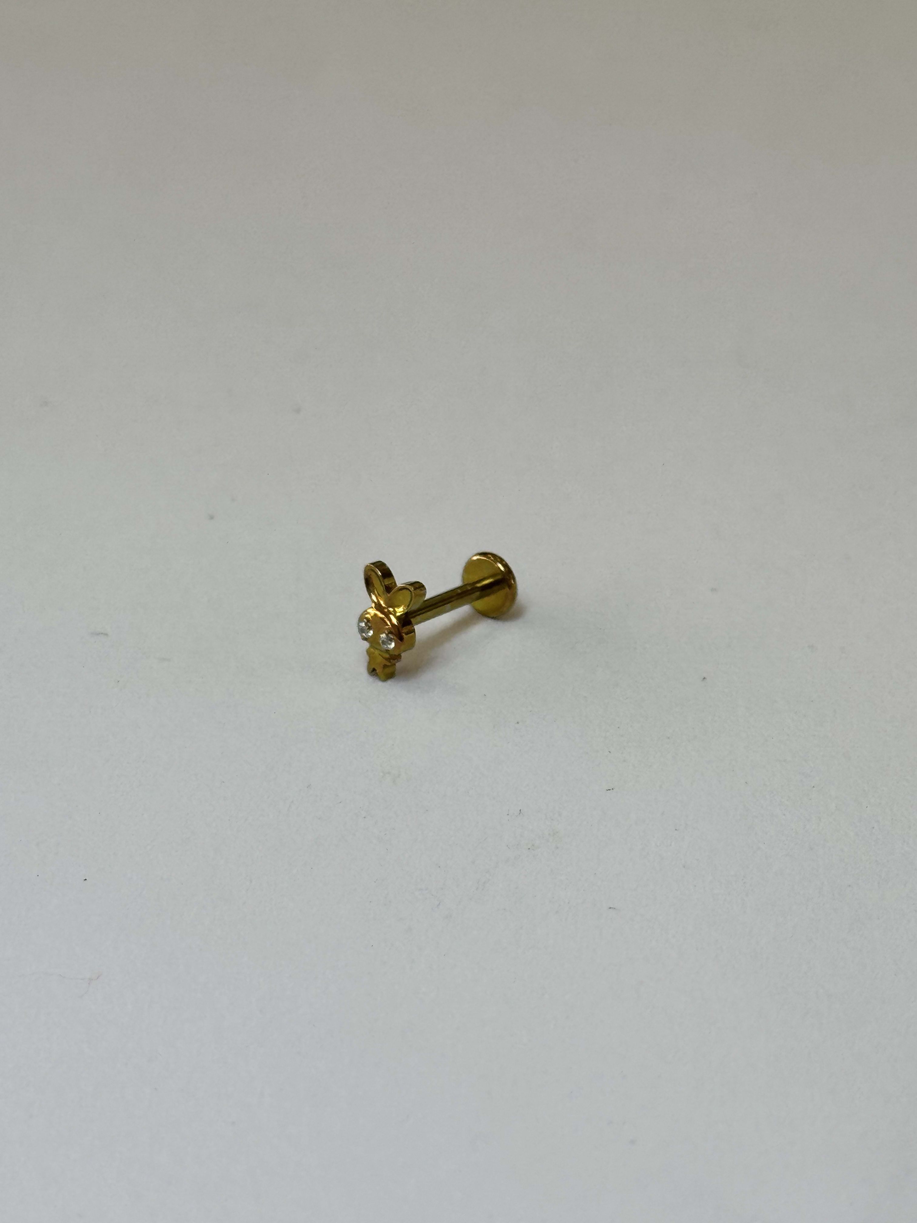 Labret Conejito Ojos Zirconia Dorada
