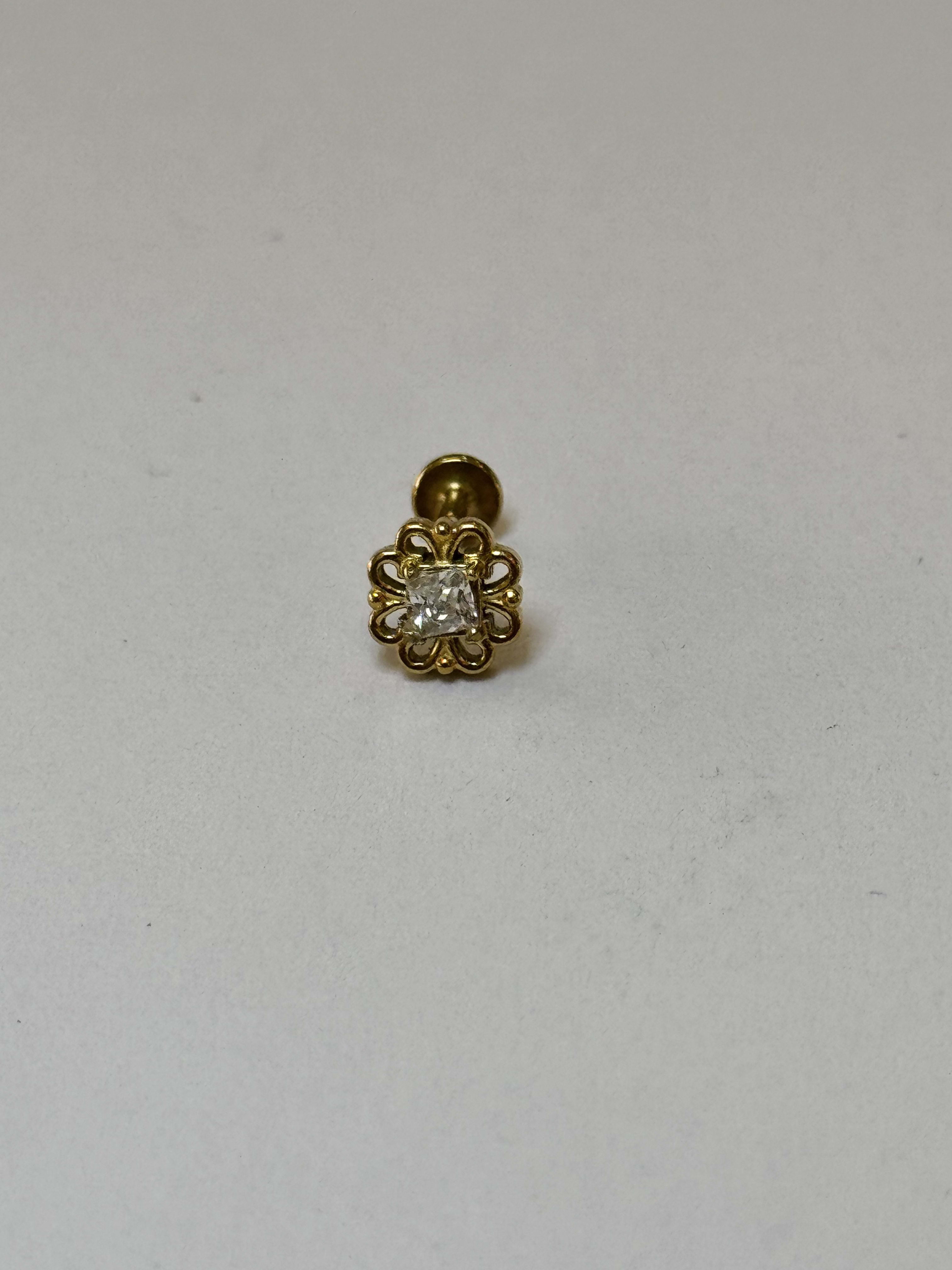 Labret Flor Zirconia Dorada