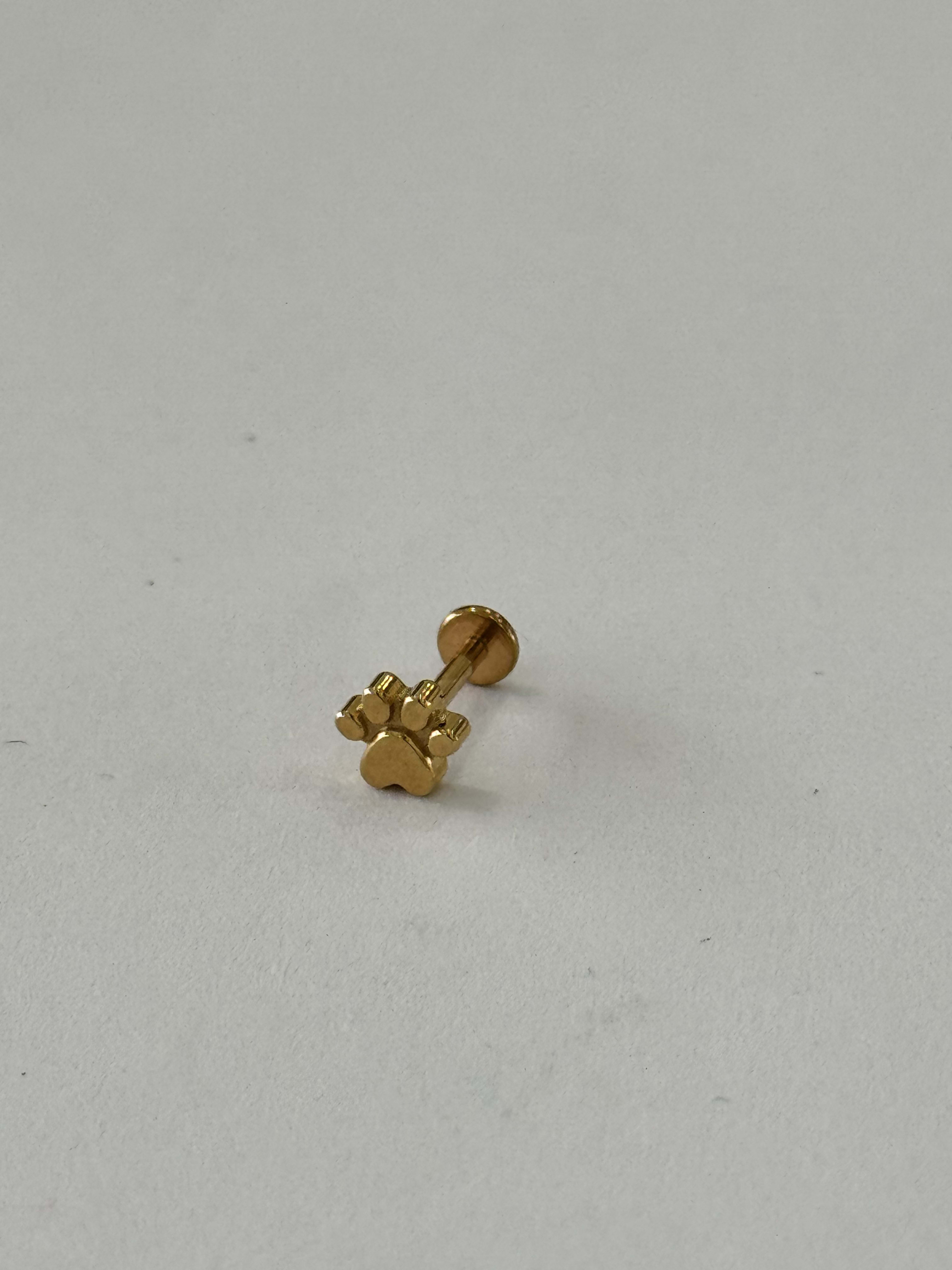 Labret Huella Perrito Dorada