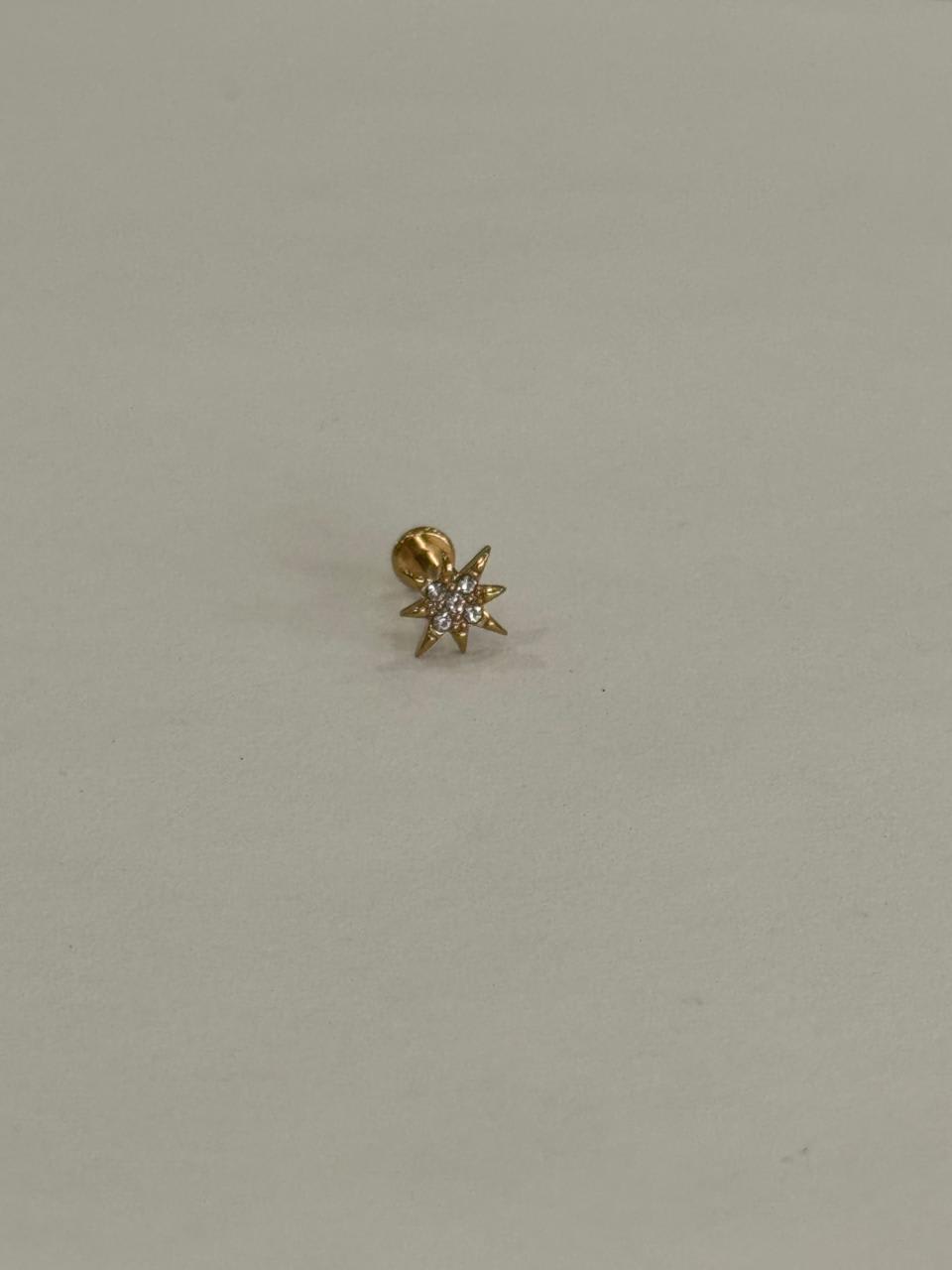 Destello con zirconias. Piercing labret de acero quirúrgico 316L