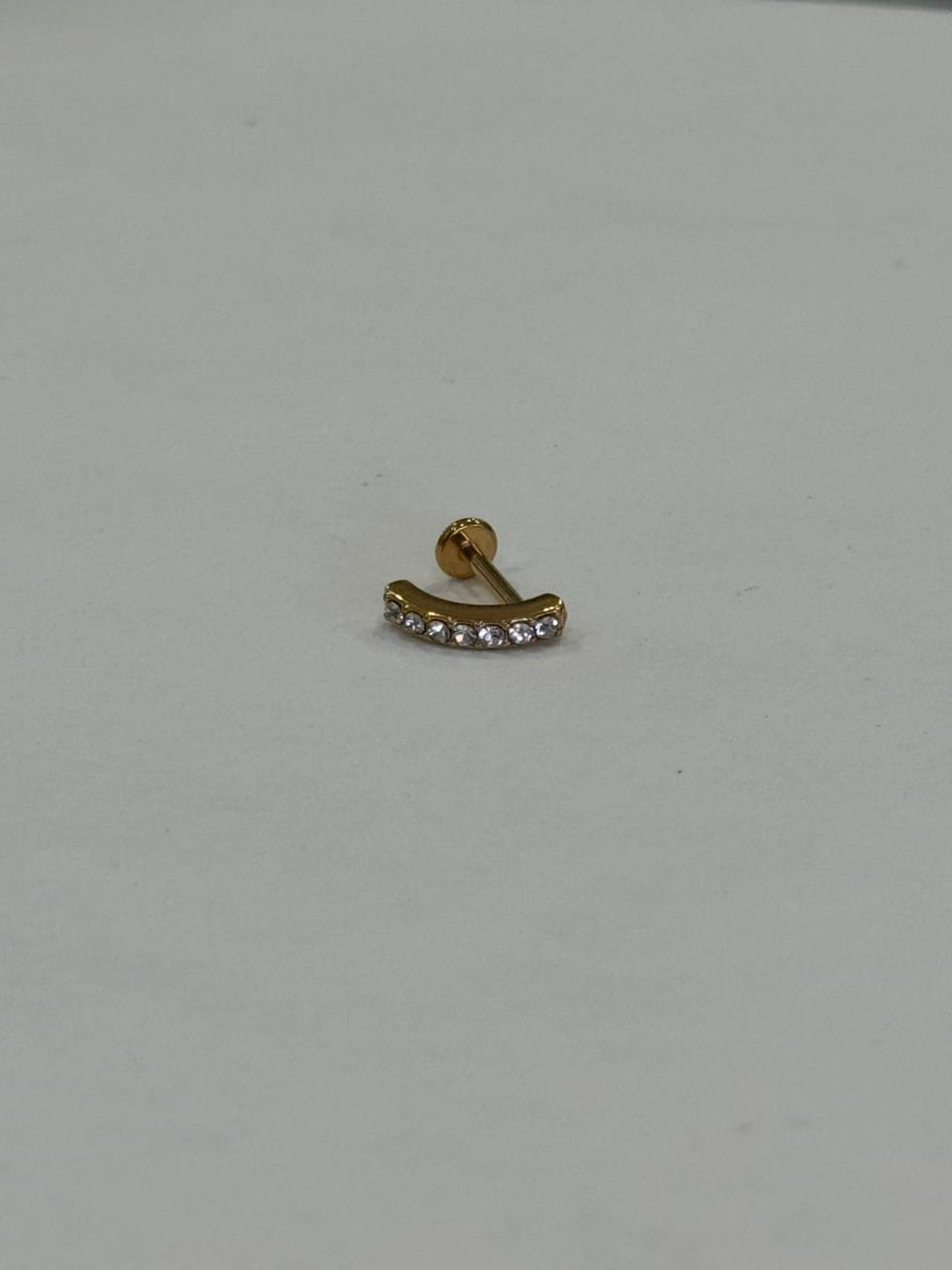Medio aro con zirconias. Piercing labret acero quirúrgico 316L.
