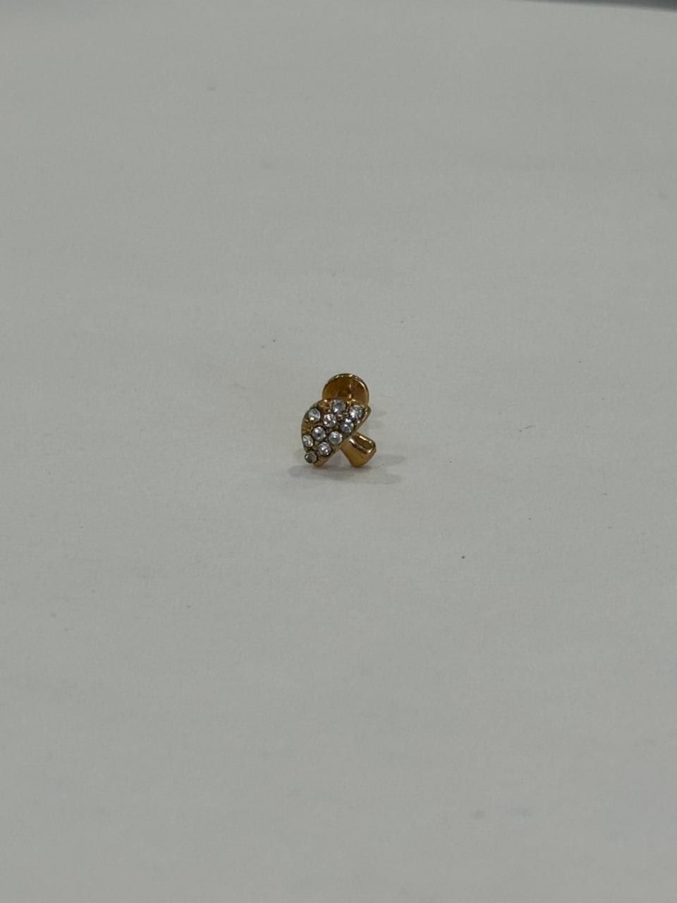 Honguito con zirconias. Piercing de acero quirúrgico grado implante 316L