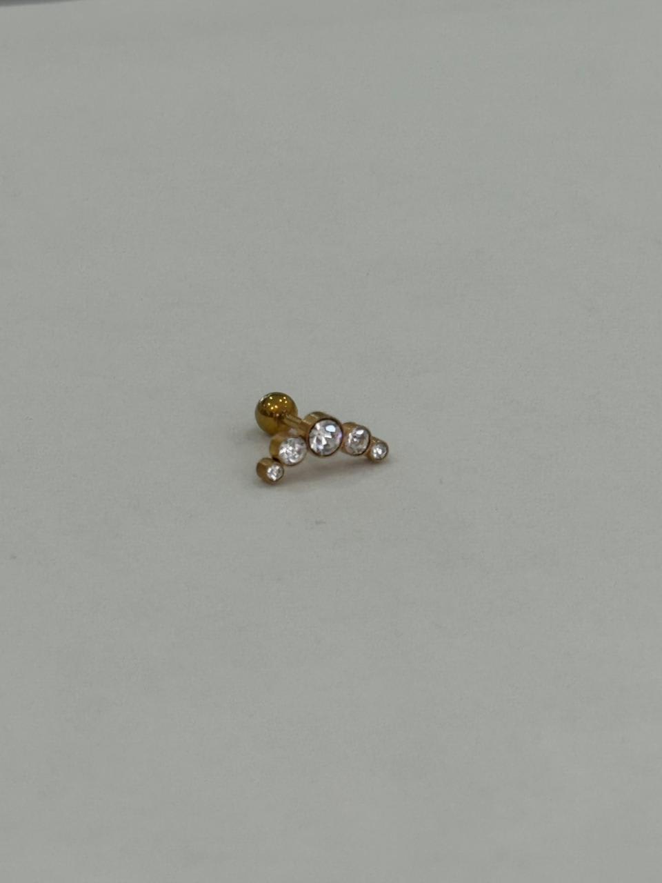 Arco dorado con 5 zirconias, Piercing de acero quirúrgico 316L
