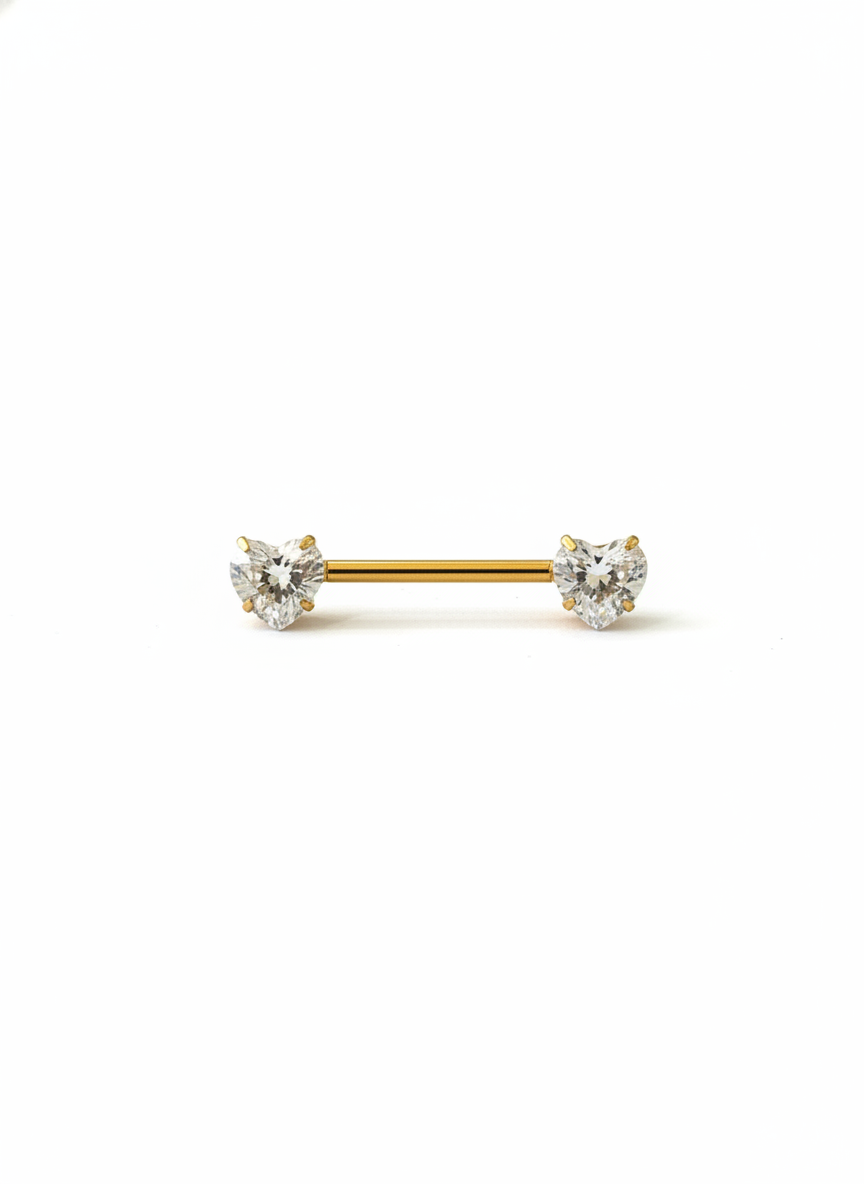 Piercing pezon titanio 14G,  zirconia corazon