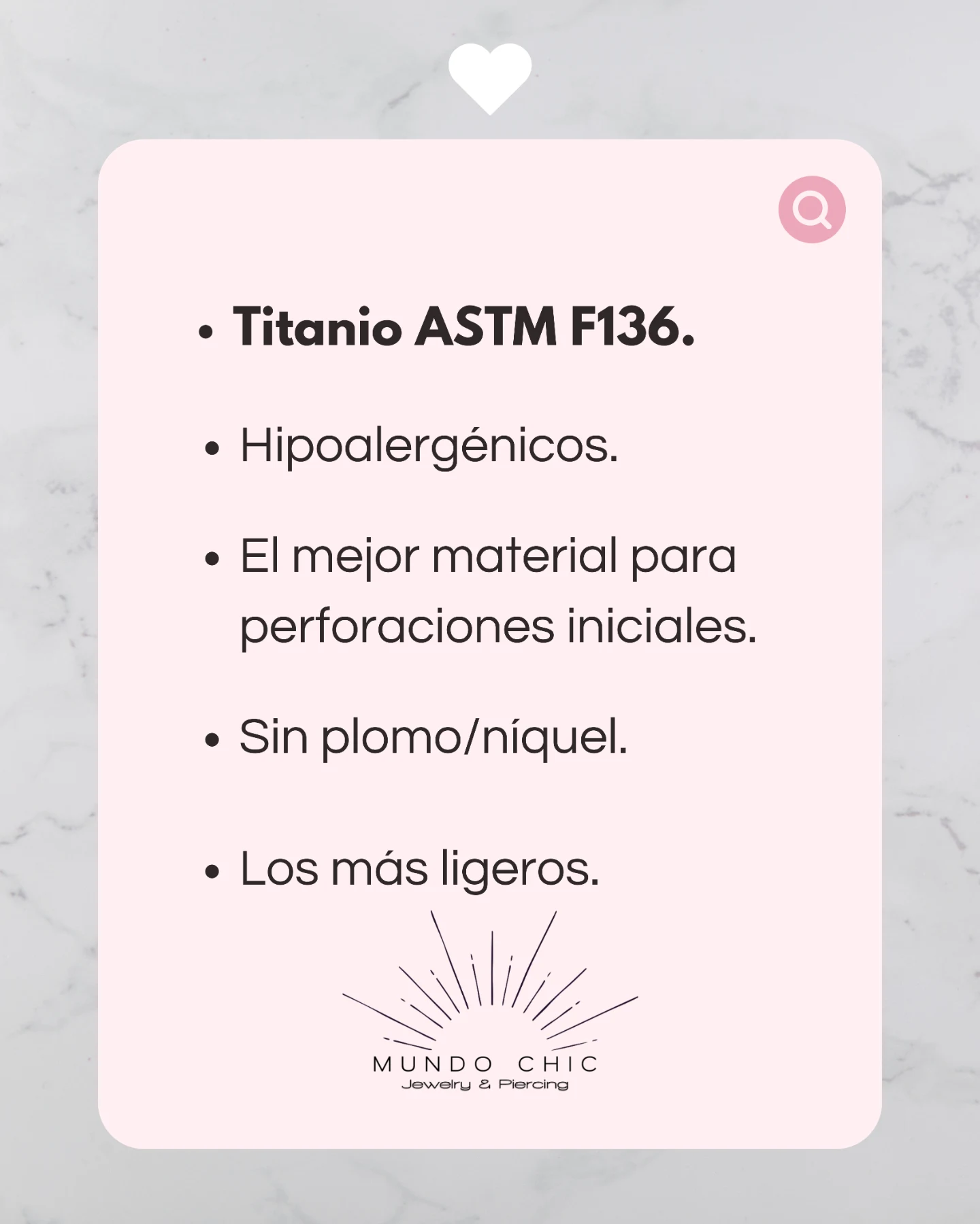 Corazon con zirconias. Titanio 16G.