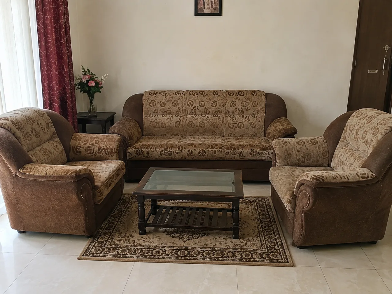 Sofa Set – 3 Seater + 2 Single Seater | Good Condition